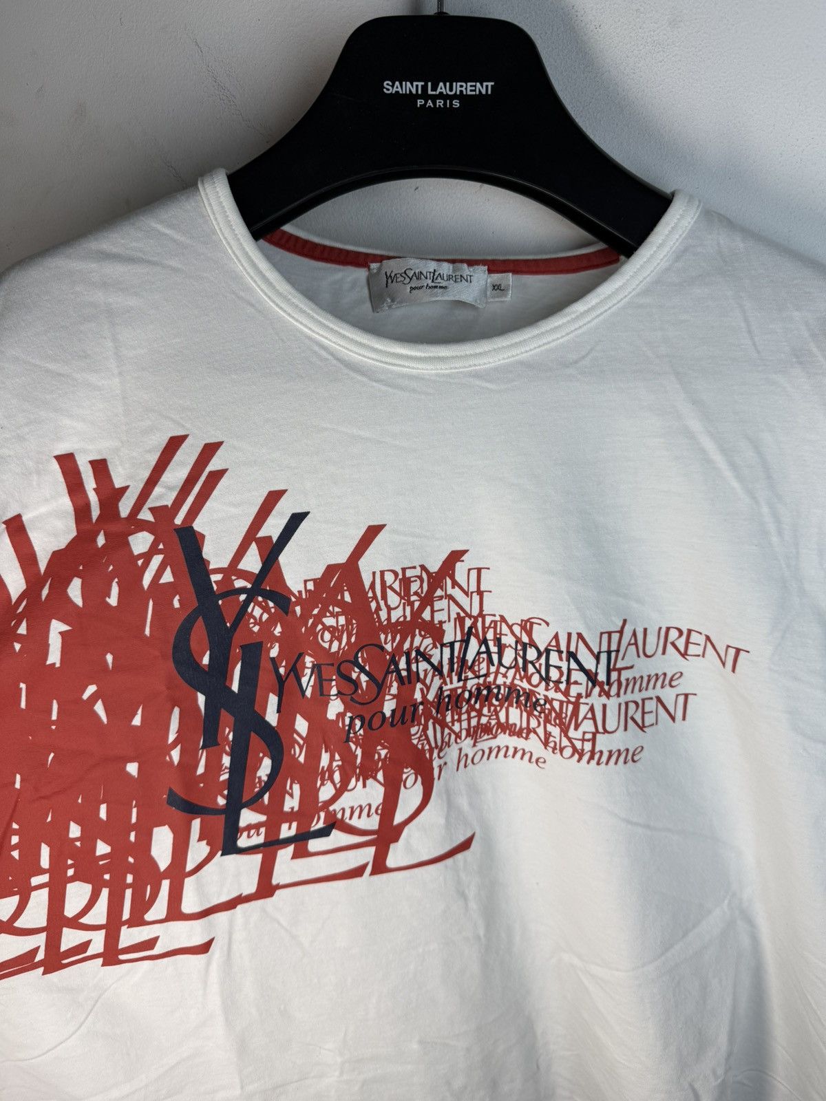 Yves Saint Laurent White YSL T-shirt Big Logo Size US XL / EU 56 / 4 - 7 Thumbnail
