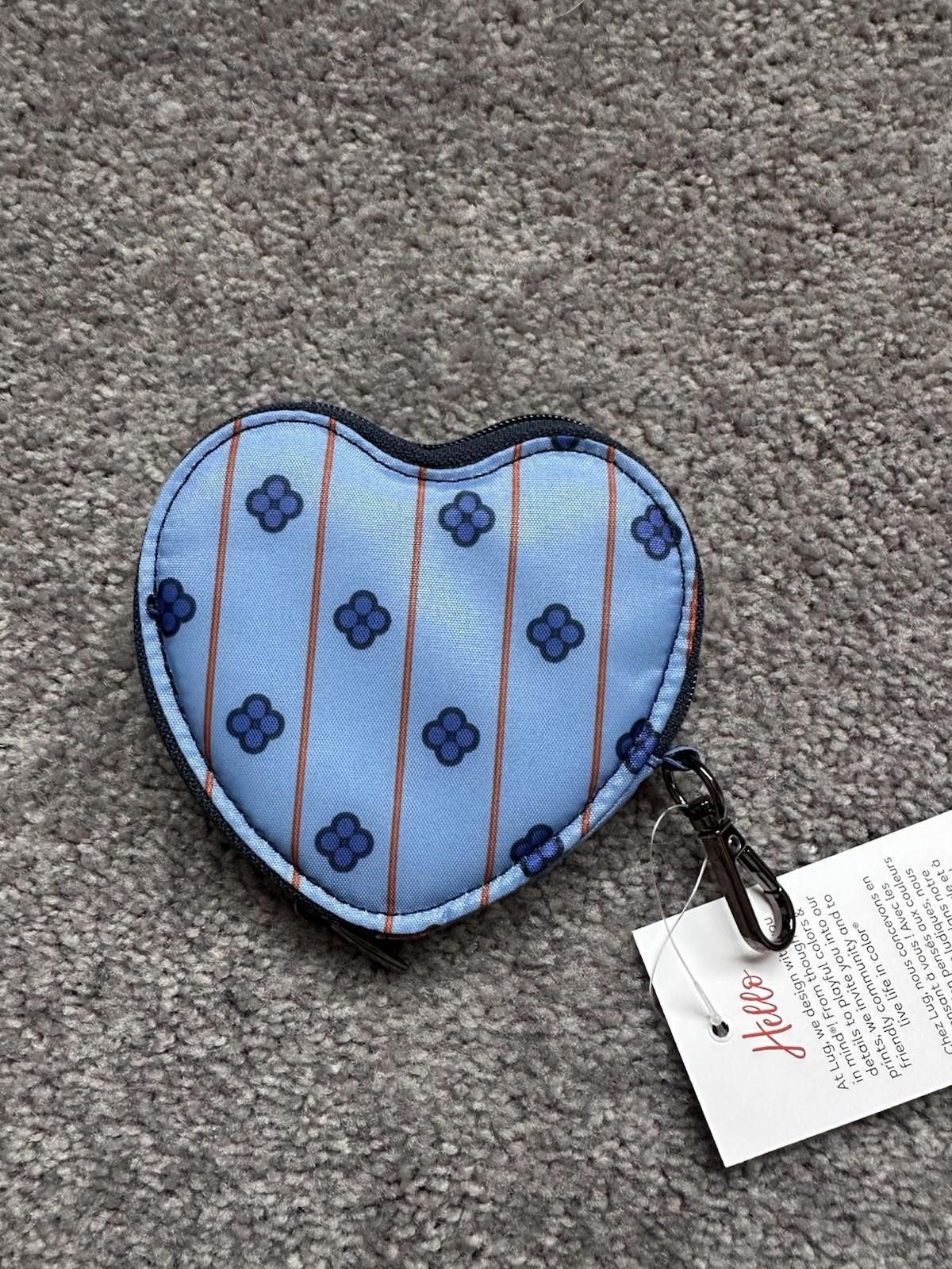 Lugz Lug Classic Blue Quilted Heart Pouch Coin Purse Ear Bud Case Size ONE SIZE - 2 Thumbnail