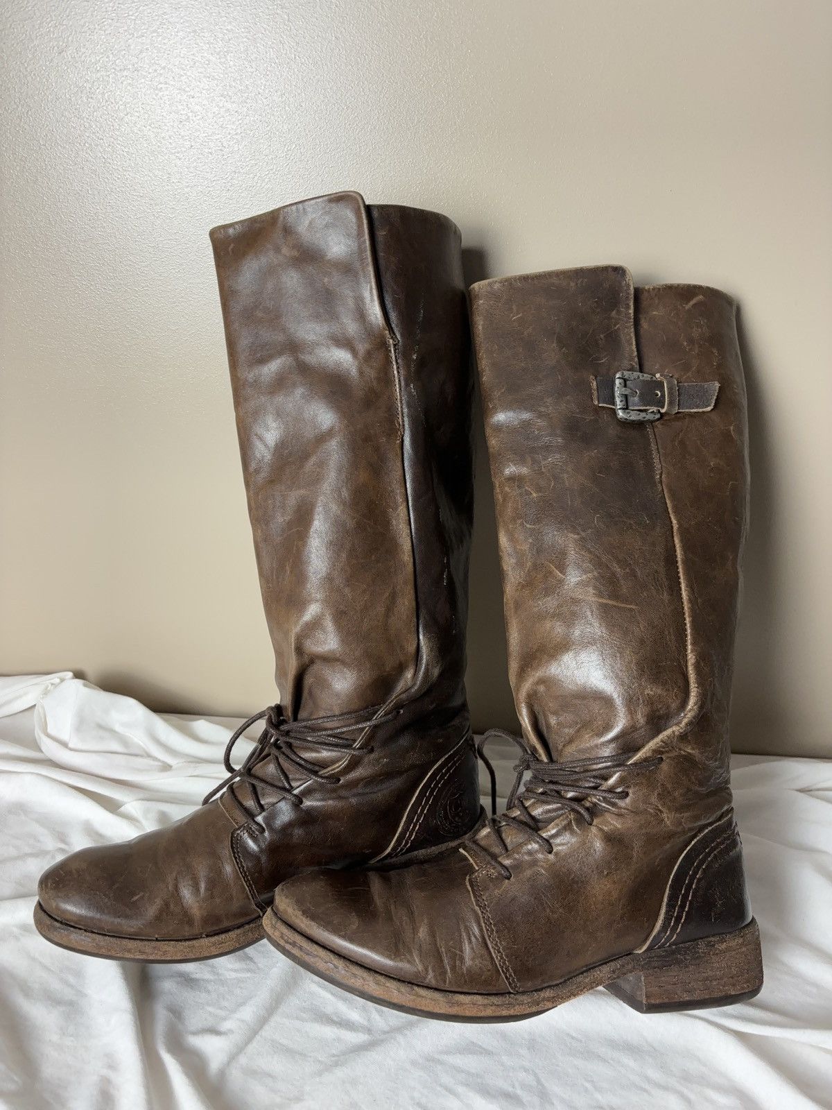 Leather LEATHER BONDAGE MOTO BOOTS LACE UP Size US 7 / IT 37 - 6 Thumbnail