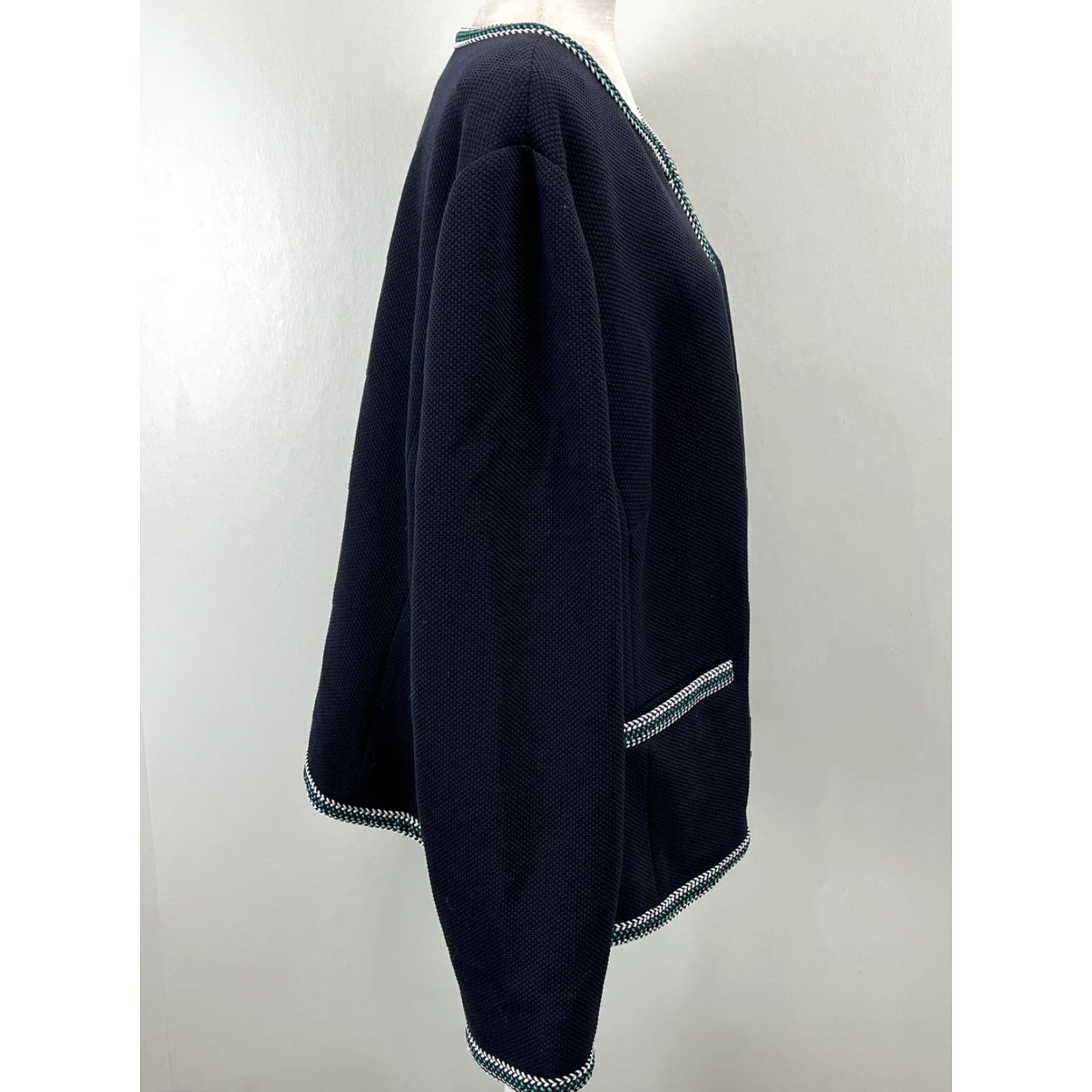Talbots Talbots Career Women's Lined Jacket 24W Plus Navy Braided Trim Full Zip Blue Polyester Blend Basic Jacket NEW! Size 4XL / US 24-26 - 4 Thumbnail