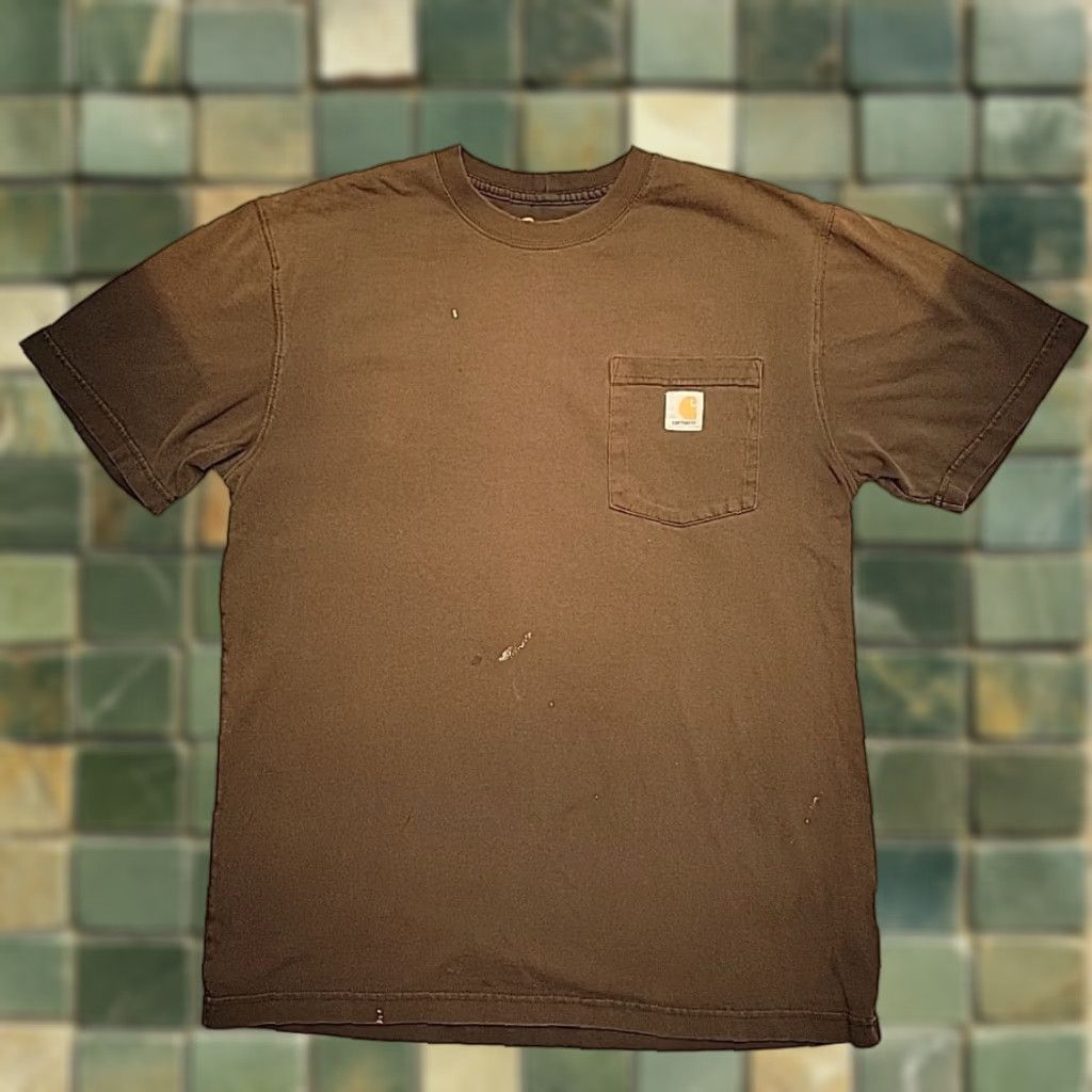 Carhartt VINTAGE Carhartt Shirt Mens M Dark Brown Original Fit Short Sleeve Crewneck Pocket T K87 Size US M / EU 48-50 / 2 - 1 Thumbnail