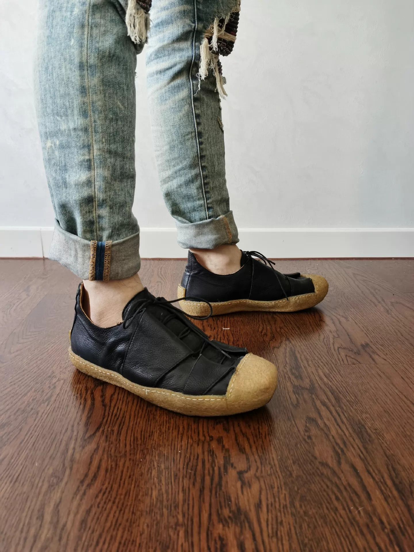 Ma+ m.a+ Edgy Black Leather Rugged Rubber Sole 42 (43) Size US 9 / EU 42 - 2 Thumbnail