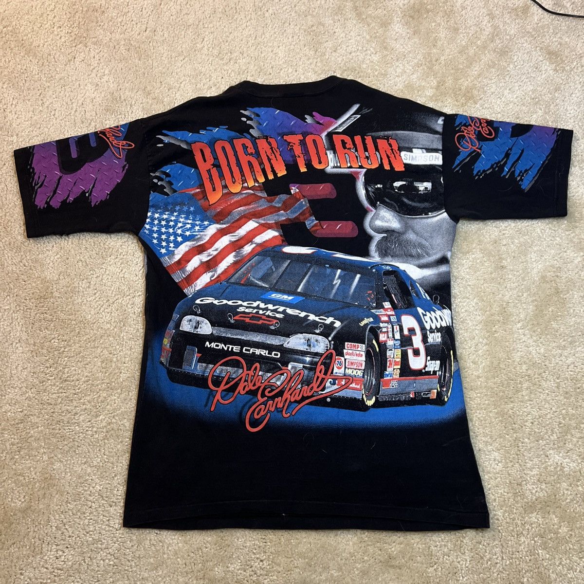 NASCAR Dale Earnhardt Shirt Mens Black AOP Big Face Nascar Size US XL / EU 56 / 4 - 2 Thumbnail