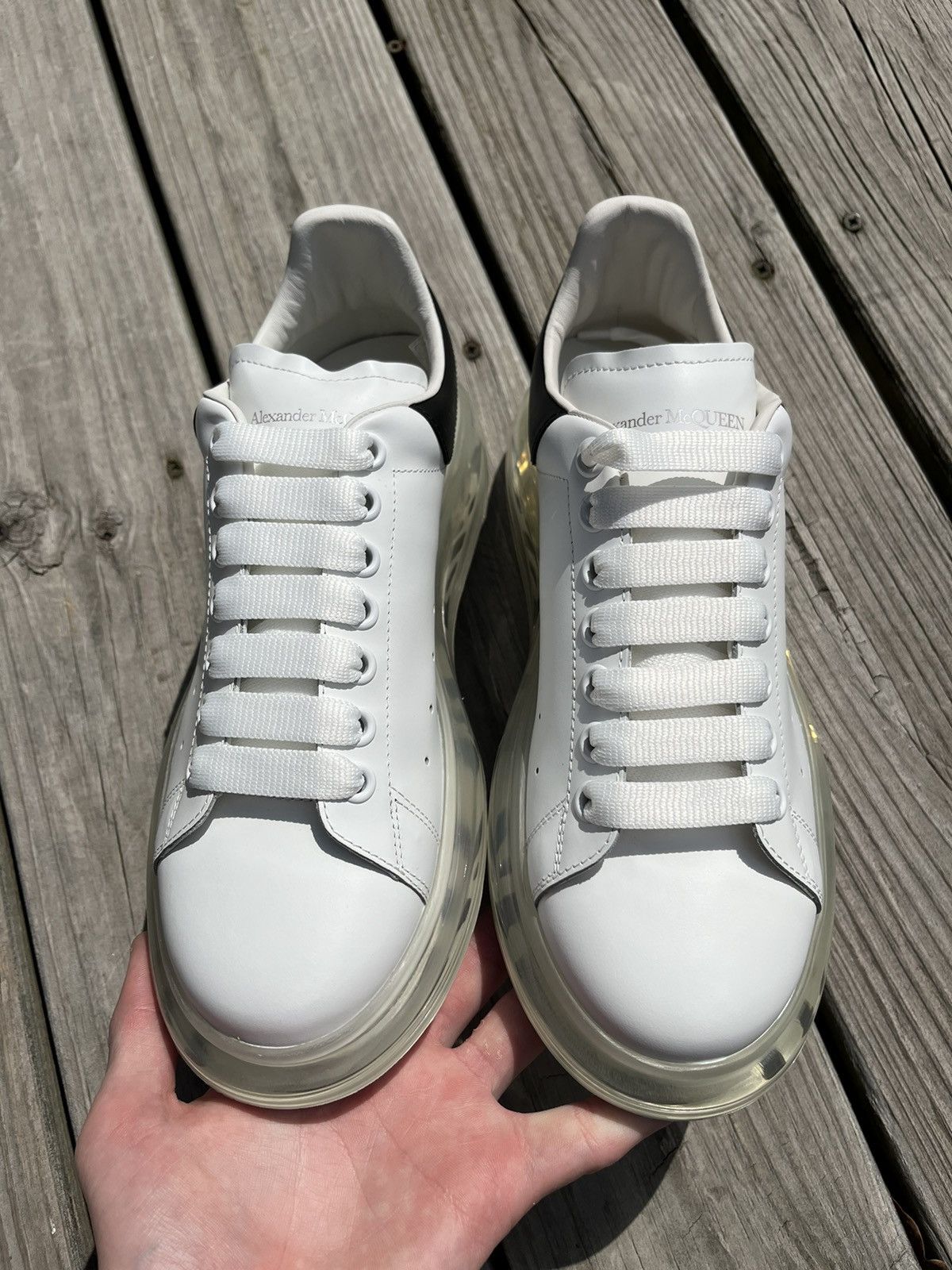 Alexander McQueen Alexander McQueen Oversized Clear Sole Sneaker (White/Black) Size US 8.5 / EU 41-42 - 4 Thumbnail