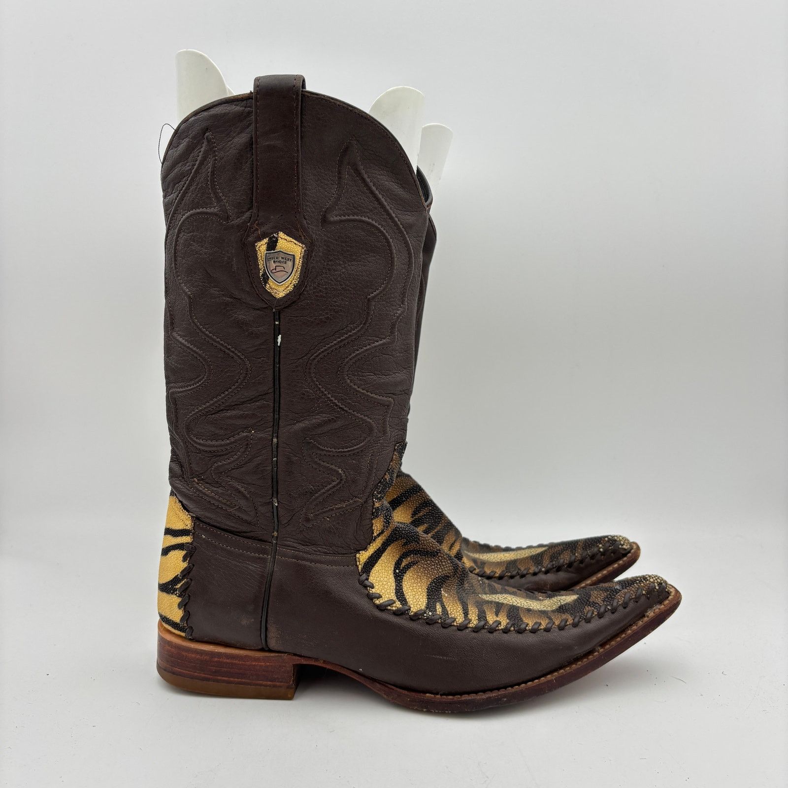 Vintage Wild West Genuine Stingray Single Stone Leather Boots 10.5EE Size US 10.5 / EU 43-44 - 3 Thumbnail