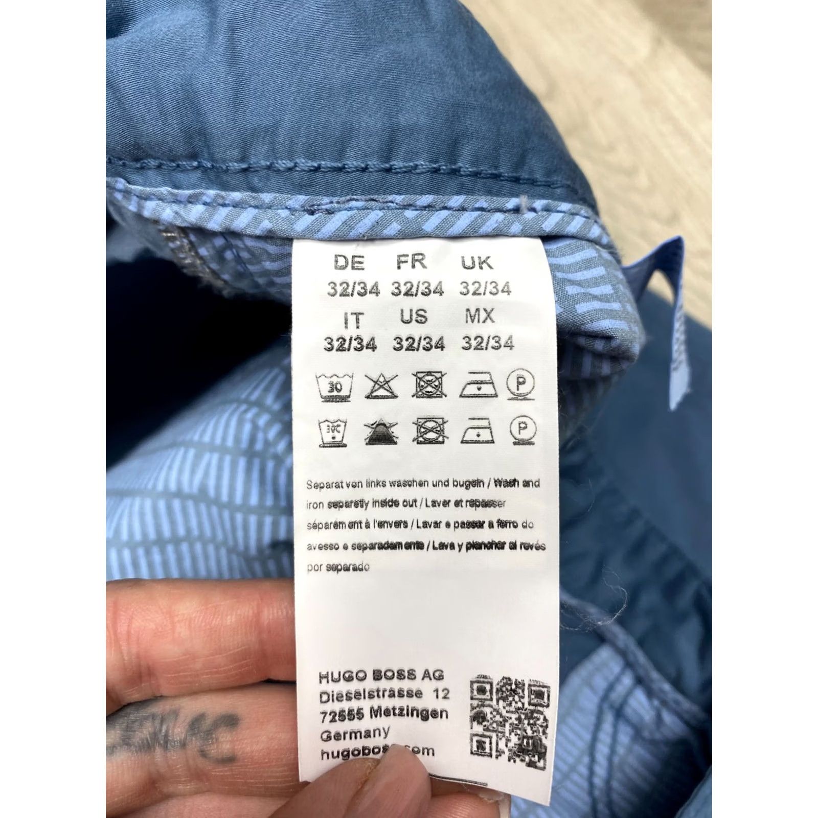 Vintage Hugo Boss Mens Chino Pants 32 Blue Cotton Regular Straight 34in Inseam 32in Waist Pattern Solid Zipper Size US 32 / EU 48 - 5 Thumbnail