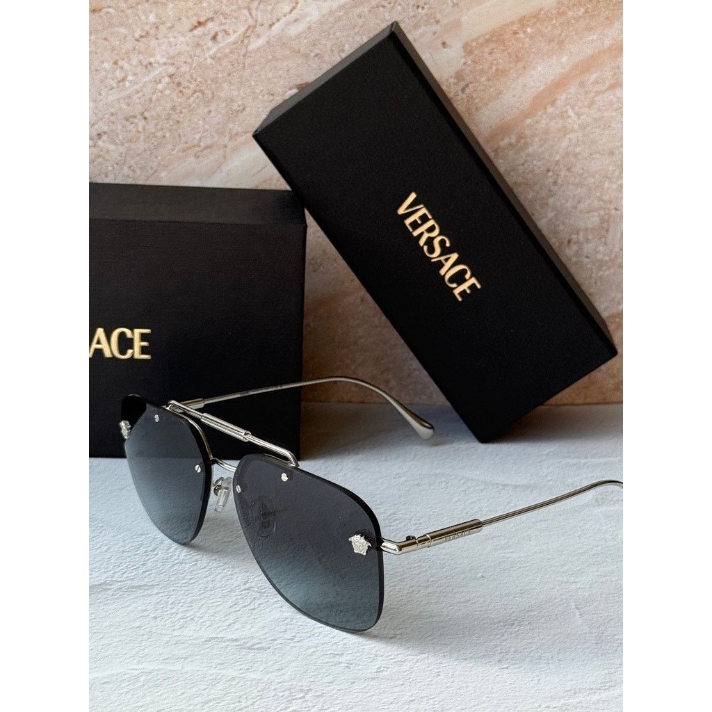 Versace NEW Versace VE2296 Aviator Sunglasses in Silver Grey Size ONE SIZE - 4 Thumbnail