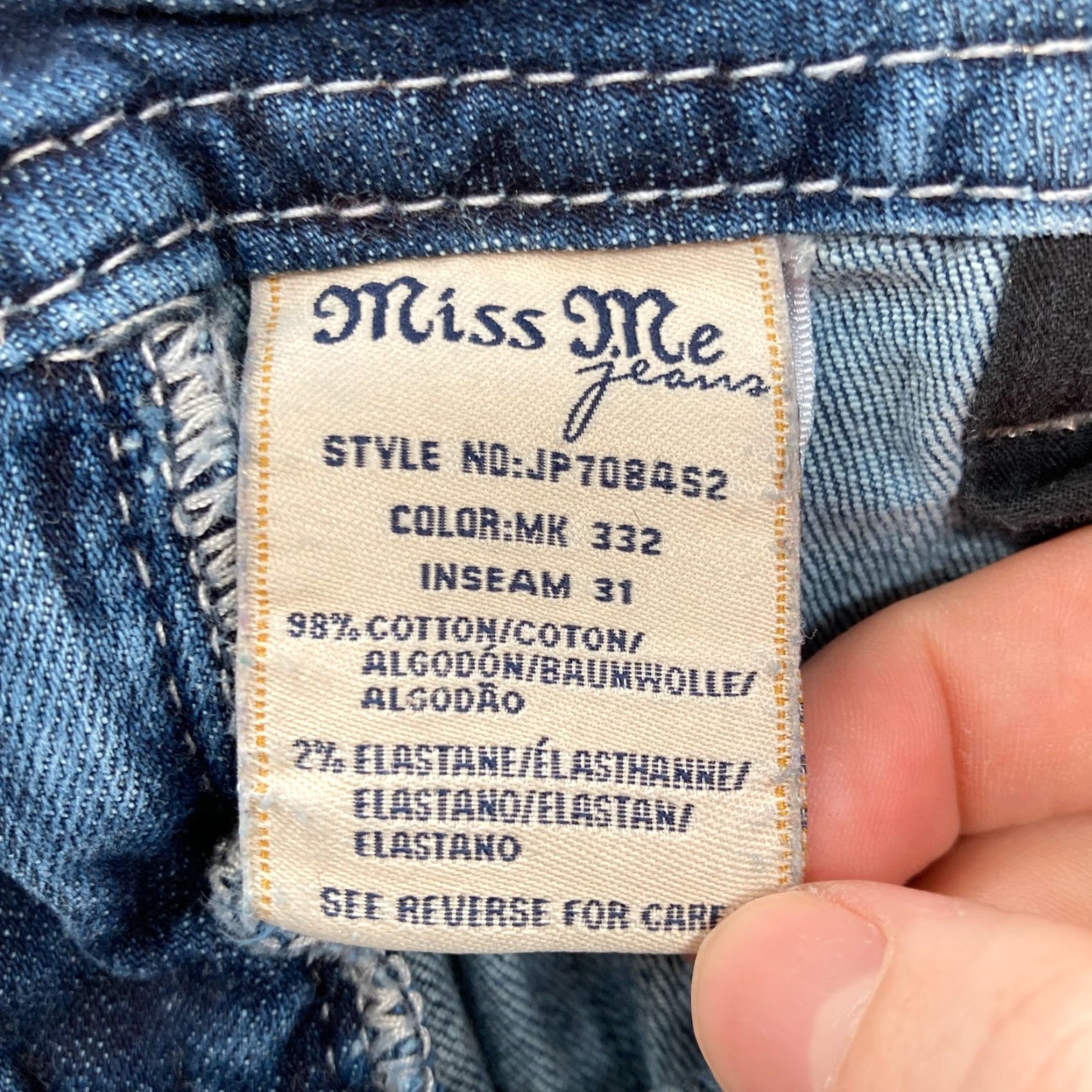 Miss Me Miss Me Signature Skinny Jeans Women's 28 Blue Stretch Denim Cross Embroidered Jeans Size 28" / US 6 / IT 42 - 6 Thumbnail