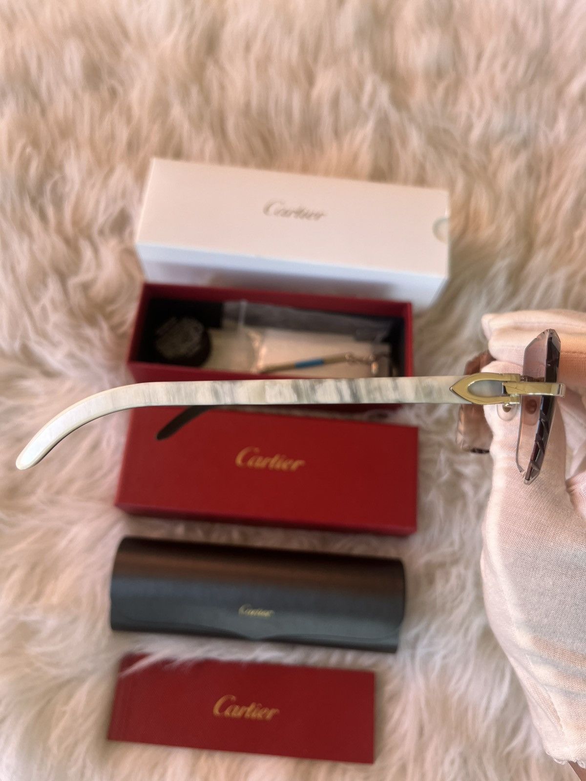Cartier Cartier Buffalo Horn Platinum Diamond Cut Frames Sunglasses Size ONE SIZE - 2 Thumbnail