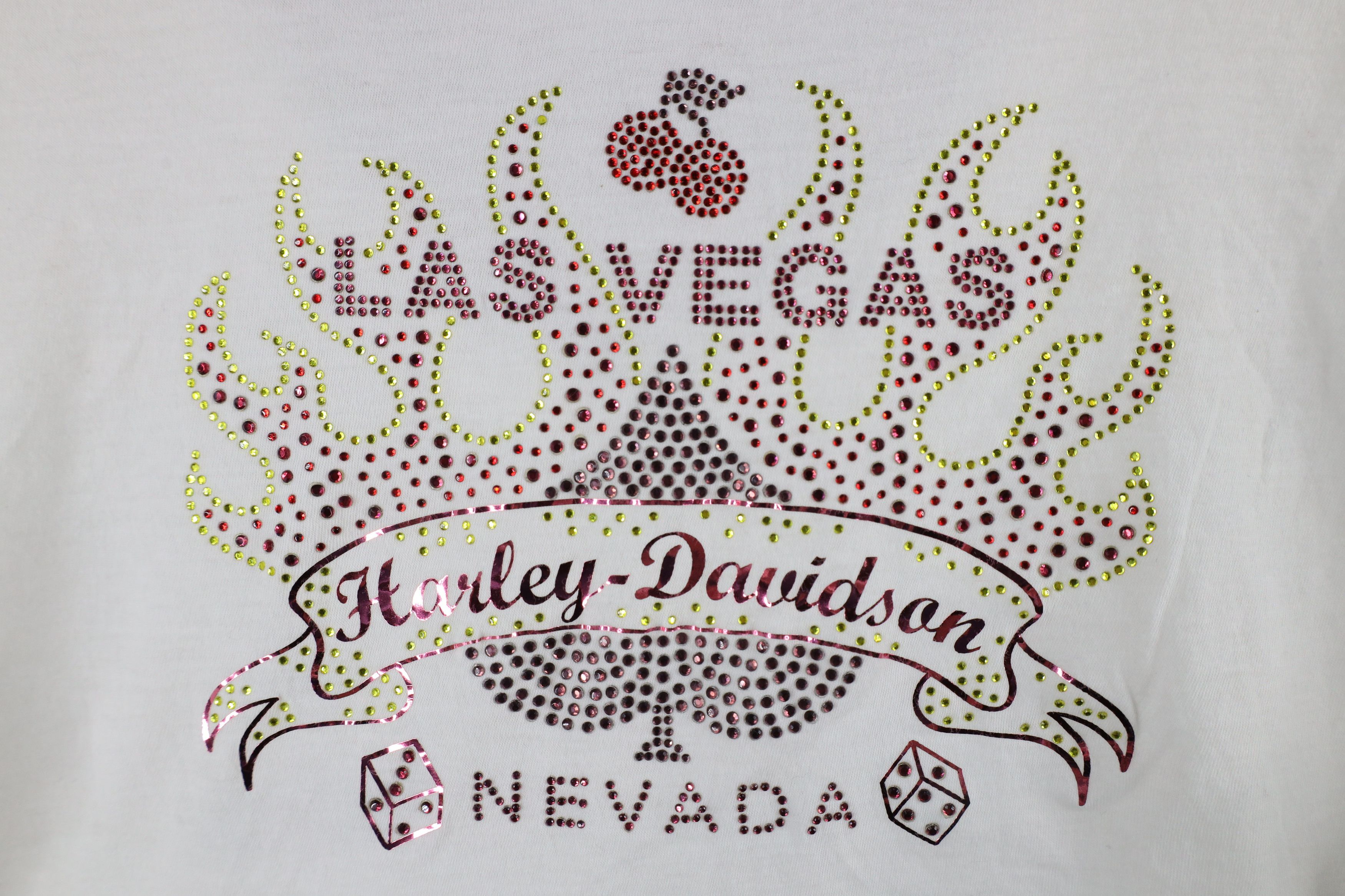 Harley Davidson × Vintage Harley Davidson Sequin Fire Flames Cherry Las Vegas T-Shirt Size XXL / US 16-18 / IT 52-54 - 9 Thumbnail
