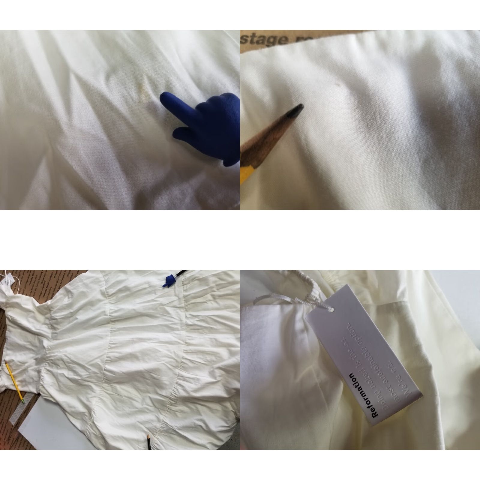 Reformation NWT REFORMATION Back Zip Midi Dress White Short Sleeve Size 8 Off Shoulder Fit & Flare Women Dress Violet See All Pics Size 30" / US 8 / IT 44 - 8 Thumbnail