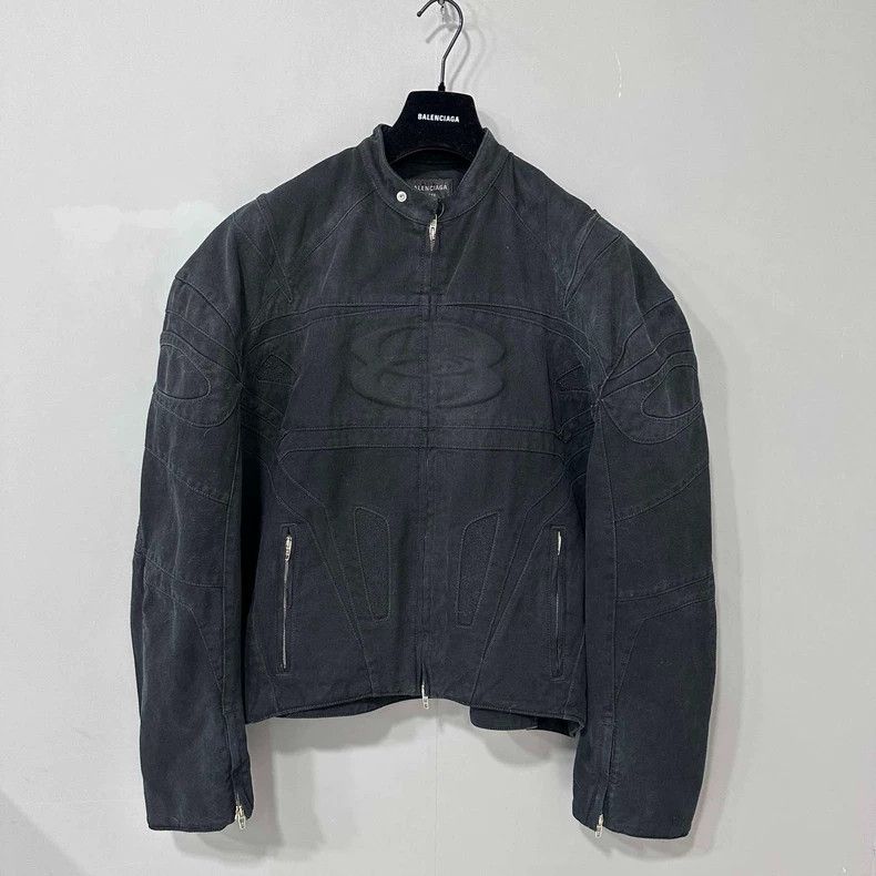 Balenciaga Balenciaga 24 Double Ring Denim Bomber Jacket Size US L / EU 52-54 / 3 - 1 Thumbnail