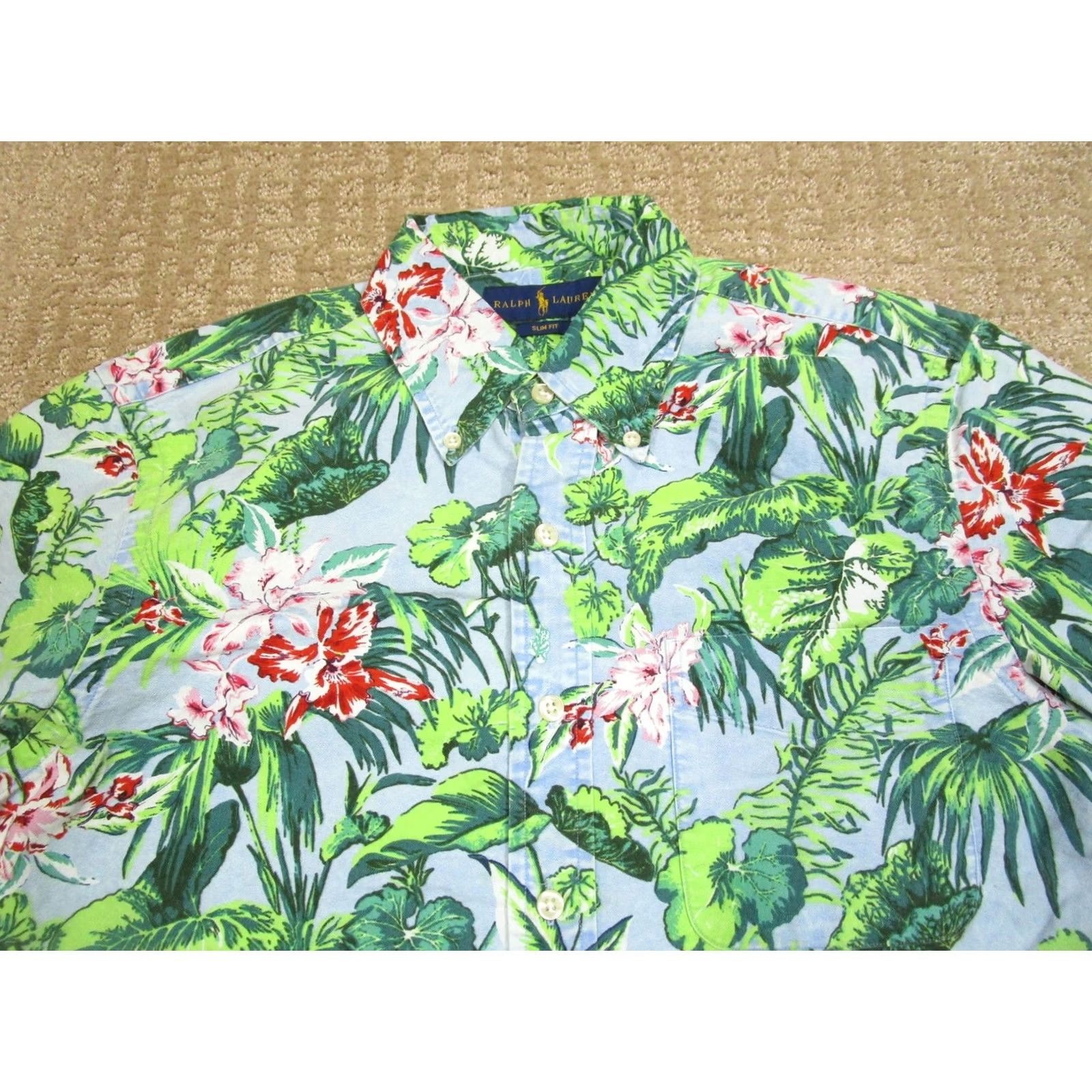 Ralph Lauren Ralph Lauren Shirt Mens Small Multicolor Hawaiian Floral Slim Fit Short Sleeve Button-Up Short Sleeve Casual Travel Mens Size US S / EU 44-46 / 1 - 2 Thumbnail