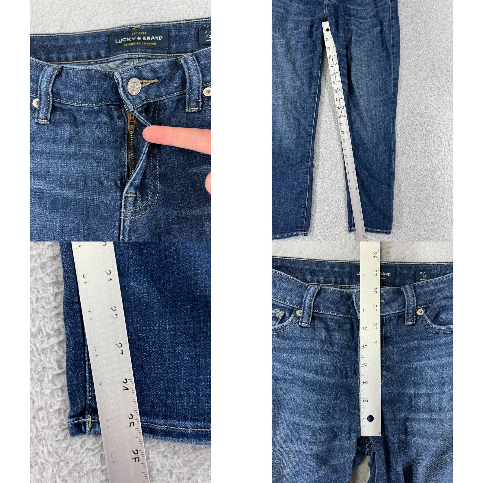 Lucky Brand VINTAGE Lucky Brand Jeans Women 2 Blue Denim Pants Skinny Tapered Cotton Blend 5-Pocket Blue USA Womens Size 26" / US 2 / IT 38 - 8 Thumbnail