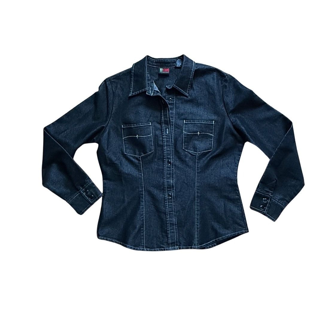 Other Vintage 90s Western Rancher Black Denim Jacket Shirt NY Jean Size L / US 10 / IT 46 - 7 Thumbnail