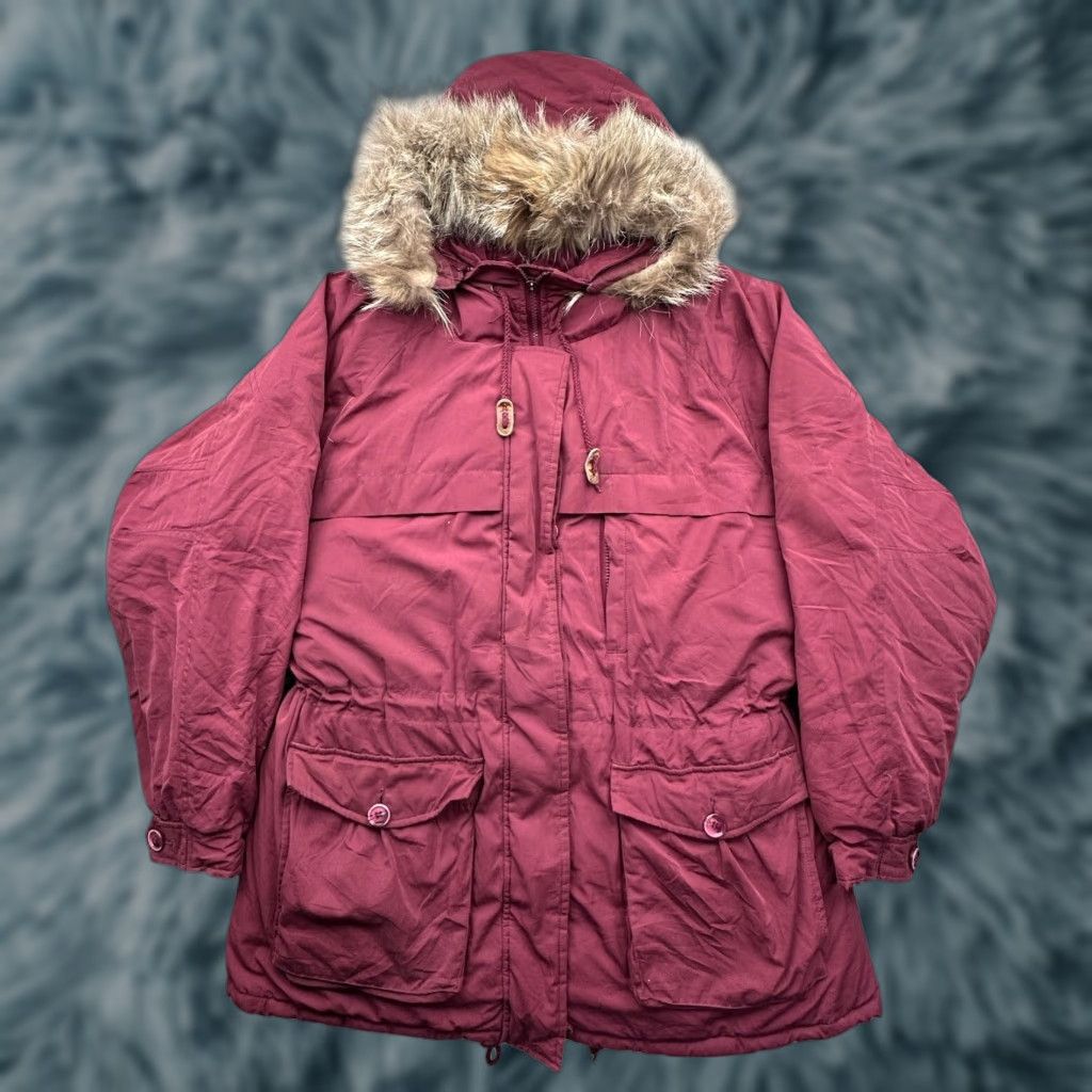 Vintage VINTAGE Cabela's Goose Down Parka Jacket Womens XL Fur Trim Hood Red Zip Puffer Jacket Size XL / US 12-14 / IT 48-50 - 1 Thumbnail