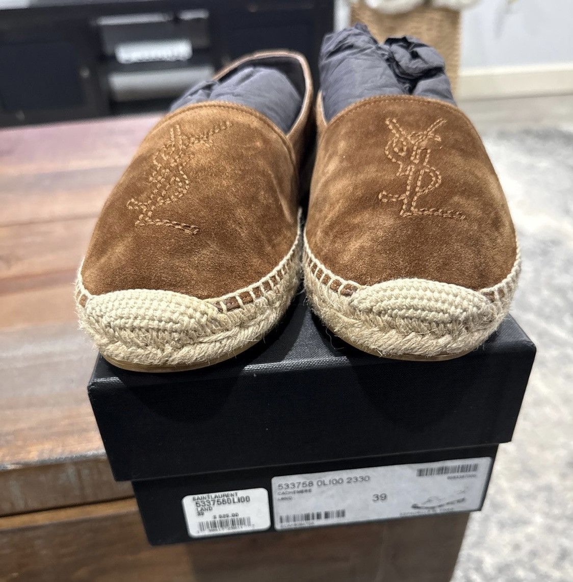 Yves Saint Laurent Saint Laurent Brown Suede YSL Espadrille Size 39 Size US 9.5 / IT 39.5 - 4 Thumbnail