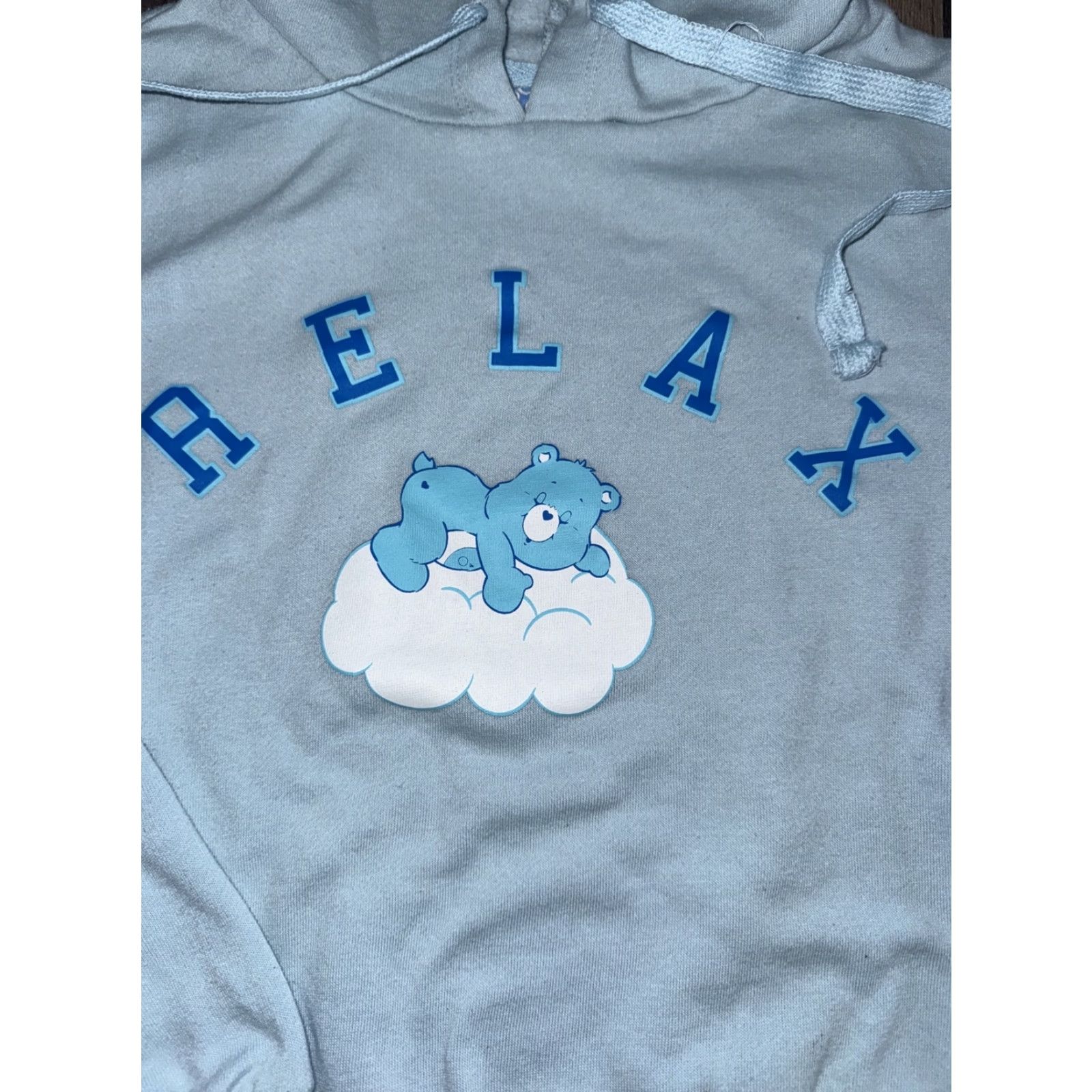 Vintage Care Bears Relax Hoodie Sweatshirt Light Blue Small 18x19 Lightweight Women Pullover Activewear blue S Womens Hoodie Size S / US 4 / IT 40 - 2 Thumbnail