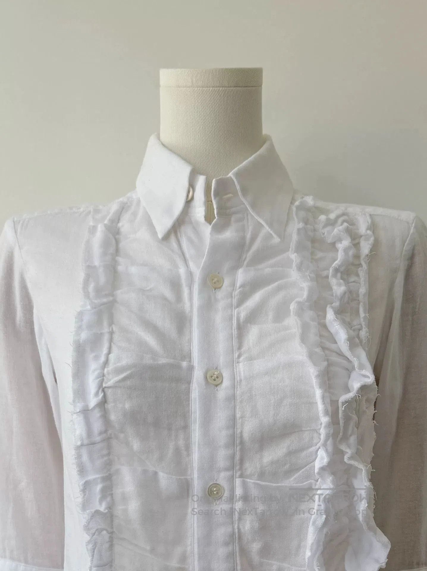 Y's Yohji Yamamoto Y's 90s Ruffled Shirt. Size S / US 4 / IT 40 - 2 Thumbnail