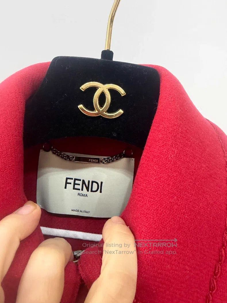 Fendi Fendi Crimson Red Mink Fur Collar Wool Cashmere Coat Size XXS / US 00 / IT 34 - 4 Thumbnail