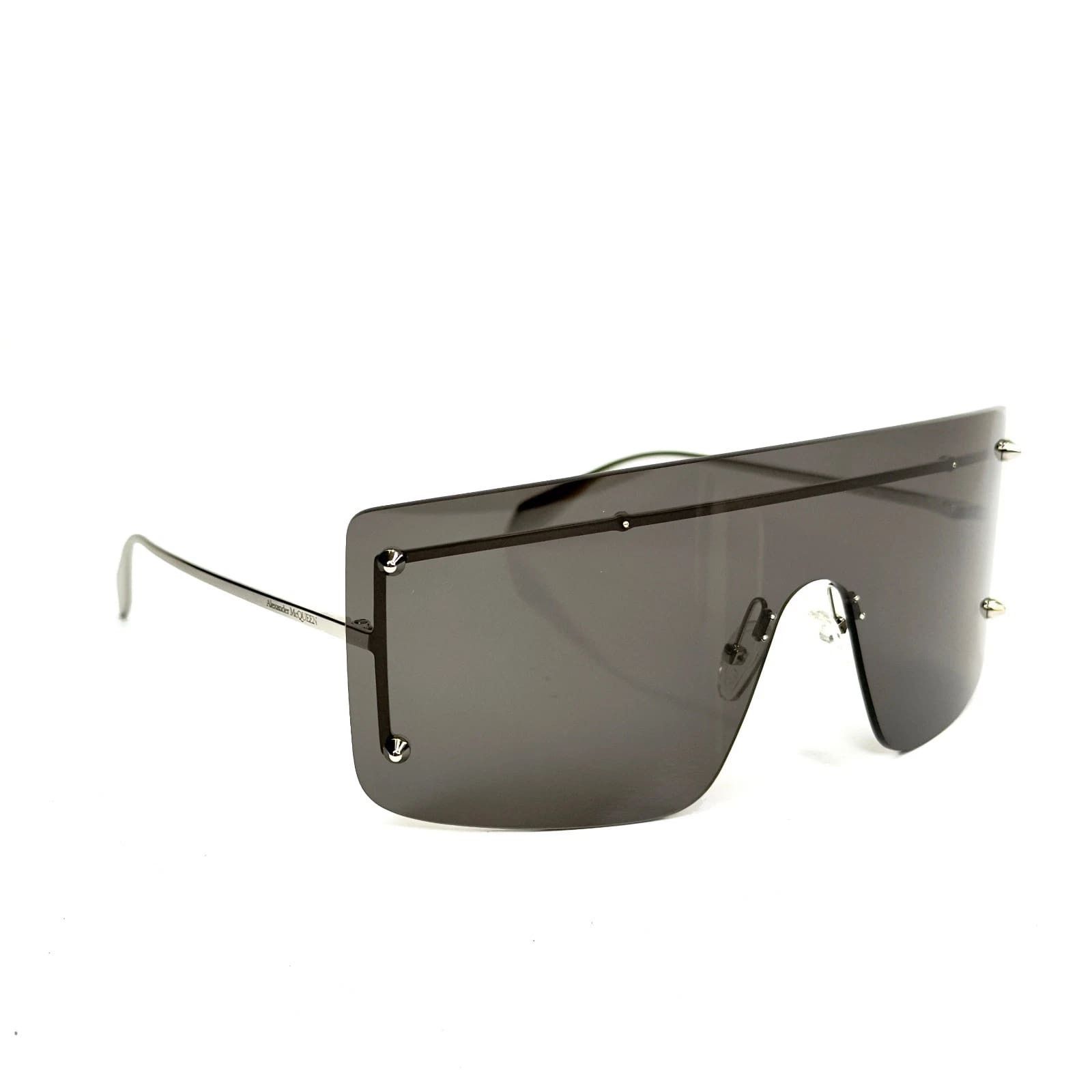 Alexander McQueen ALEXANDER MCQUEEN AM0412S Silver Black Shield Mask 0412 001 Size ONE SIZE - 9 Thumbnail