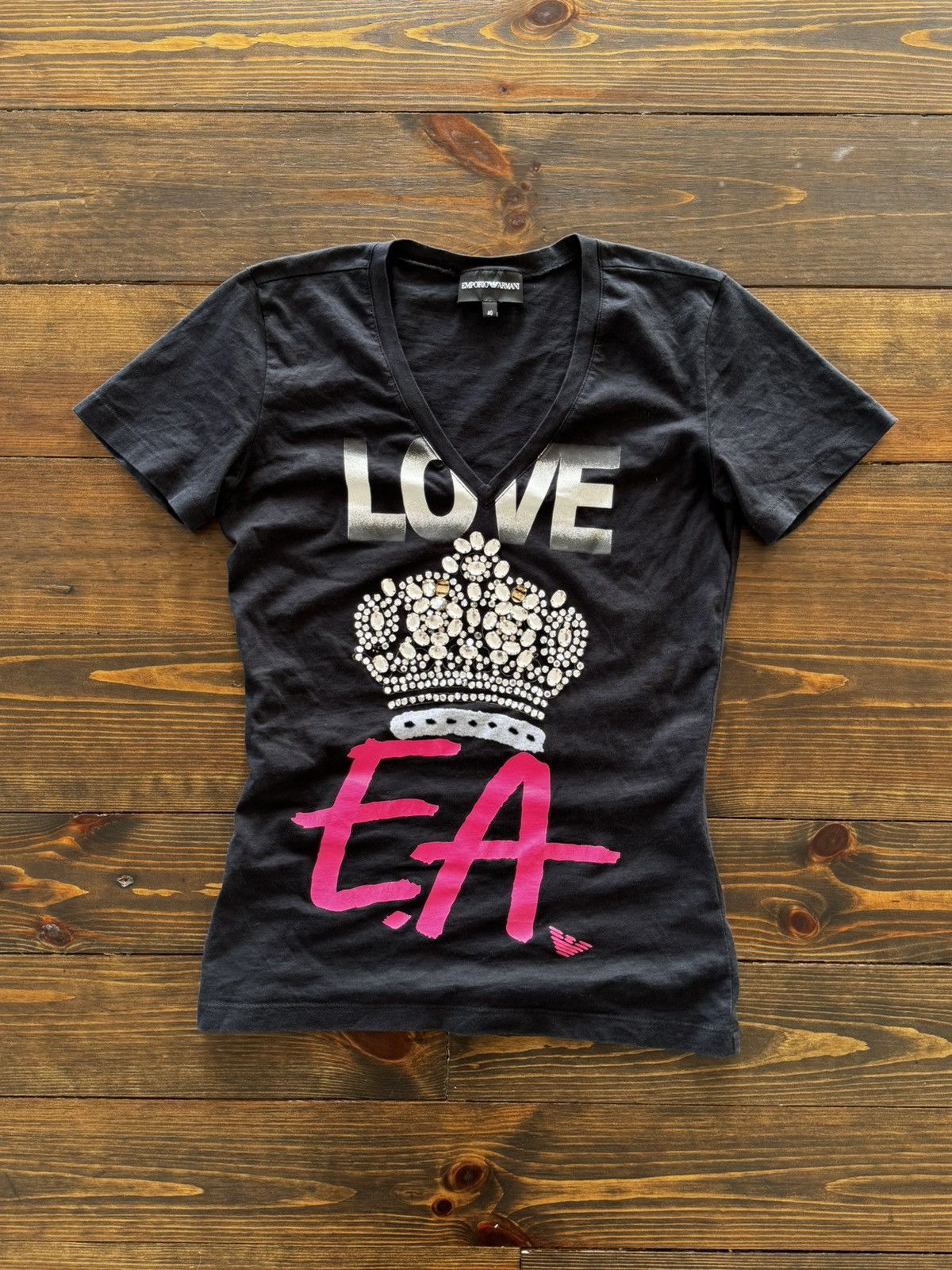 Armani Y2K Rhinestones Logo Sexy T-Shirt