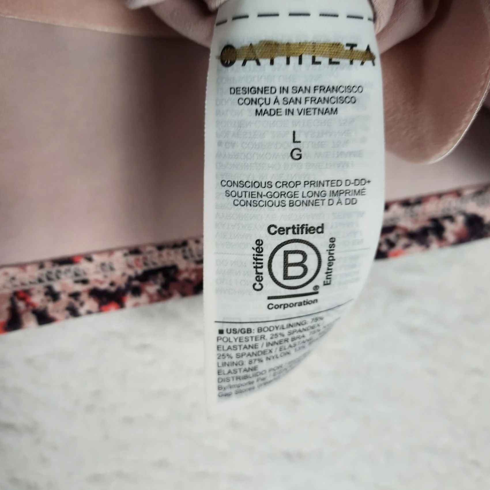 Athleta Athleta Conscious Crop Printed Sports Bra Top Multicolor Women’s Size L DDD Cup Wireless Full Coverage Yoga Shirt Womens Size L / US 10 / IT 46 - 5 Thumbnail