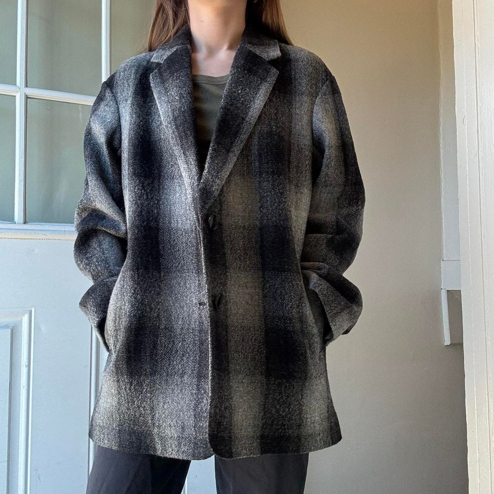 Madewell Madewell Plaid Check Wool Oversized Jacket Grey Black NWT XS Size XS / US 0-2 / IT 36-38 - 1 Thumbnail