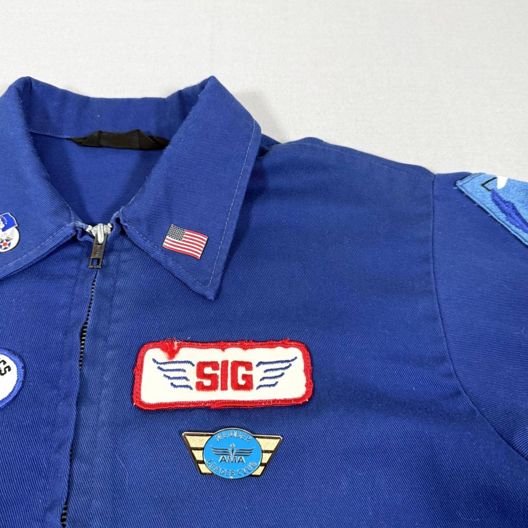 Vintage VINTAGE SIG Fly With SIG Jacket Mens M Blue Embroidered Logo Zipper Short Coat Patrotic Aviation Size US M / EU 48-50 / 2 - 5 Thumbnail