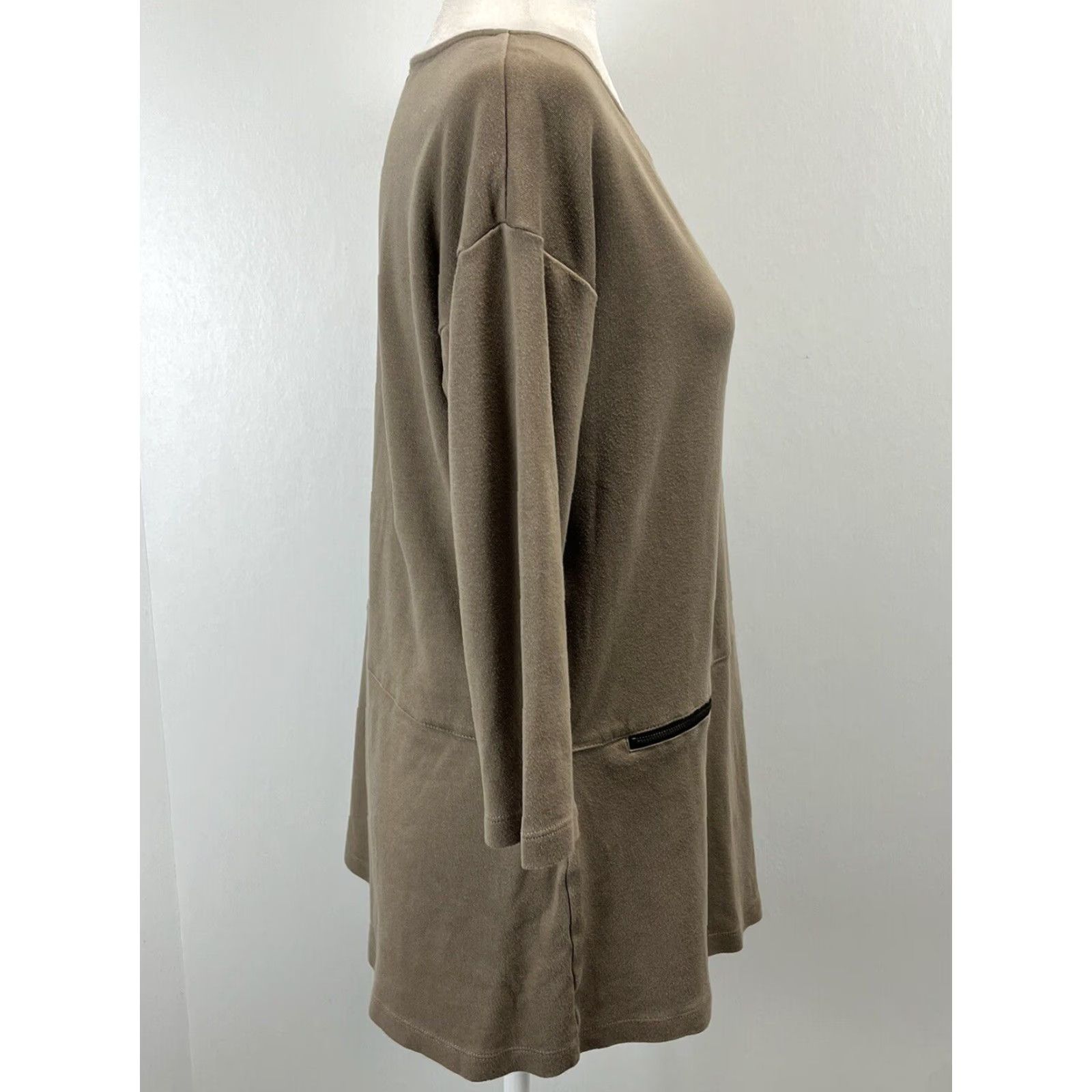 Soft Surroundings Soft Surroundings Tan Knit Tunic Top Shirt Women's Medium Long Sleeve Zipper Pockets Casual Size M / US 6-8 / IT 42-44 - 4 Thumbnail