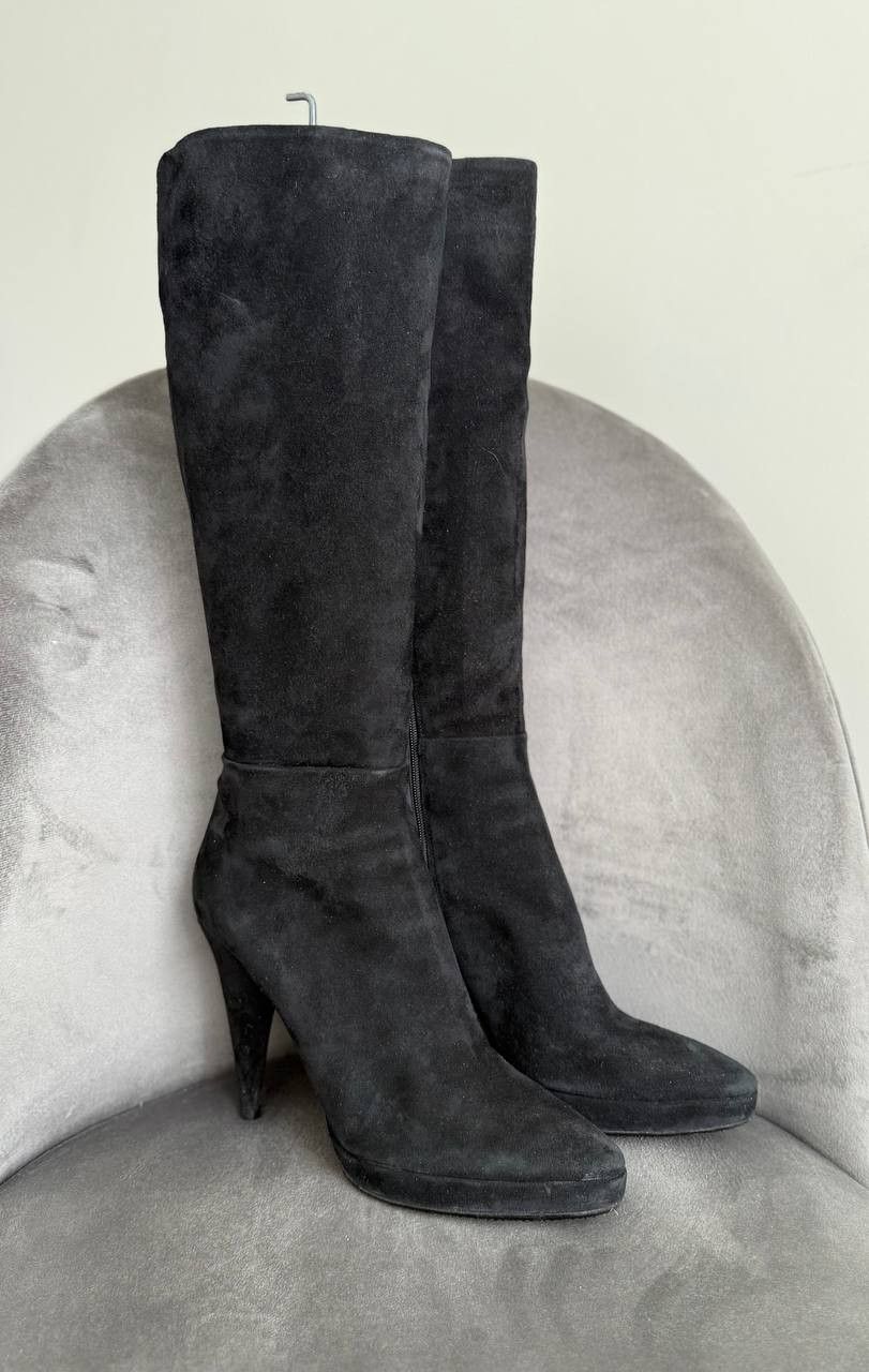 Prada Prada Suede Knee High Pointed Toe Heel Boot Vintage Women Size US 7 / IT 37 - 1 Thumbnail