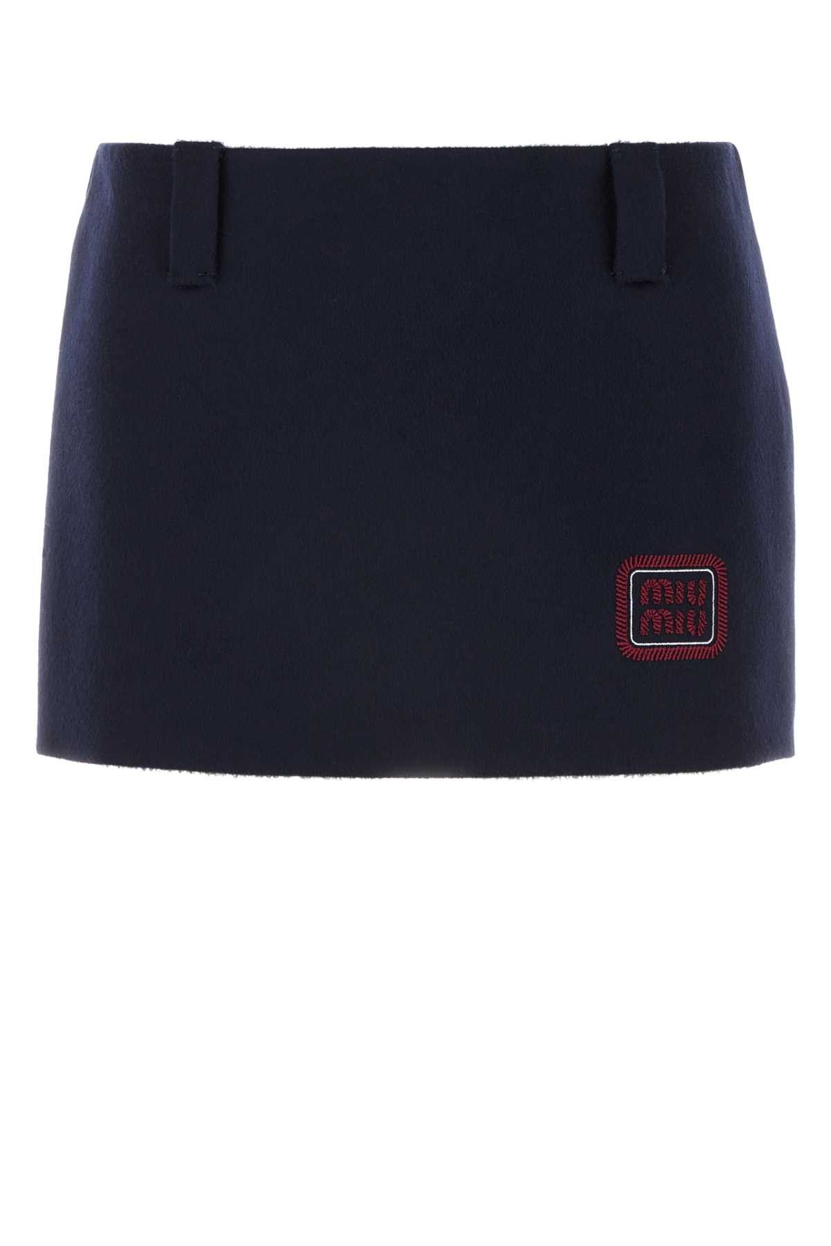 Miu Miu Midnight Blue Wool Blend Mini Skirt Size 27" / US 4 / IT 40 - 1 Thumbnail