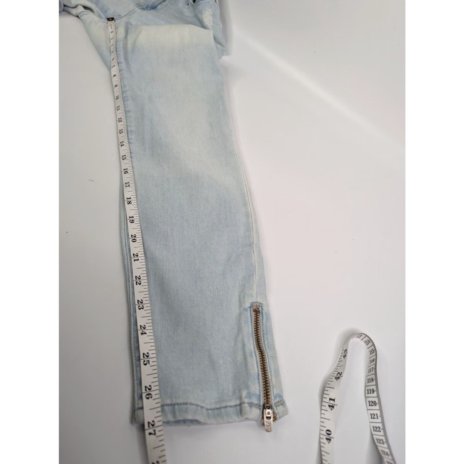 Vintage Fidelity Mila Zip Low Rise Ankle Slim Jeans Women’s 29 Light Washed Blue – Denim, 5-Pocket, Cotton Blend, Blue, Regular, Jeans, Womens Size 28" / US 6 / IT 42 - 6 Thumbnail