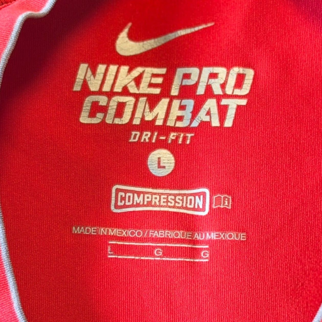 Nike Nike Pro Combat Shirt Large Red Dri Fit Compression Performance Athletic Shirt Mens L Red Pro Combat Shirt Size US L / EU 52-54 / 3 - 6 Thumbnail