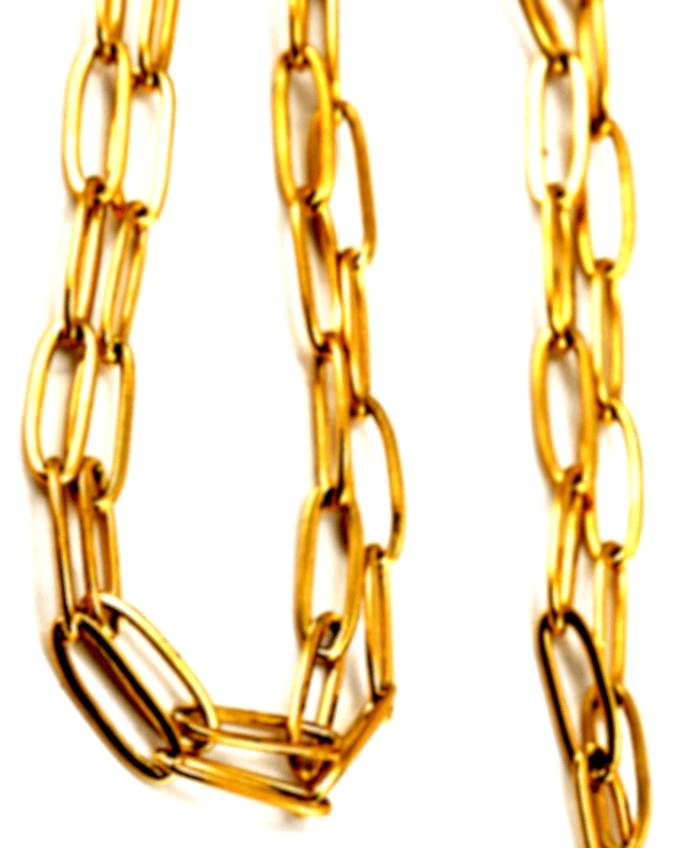Designer × Vintage Punk Paperclip Chain 3D Initial Gold Necklace Glamour Rave Size ONE SIZE - 3 Thumbnail