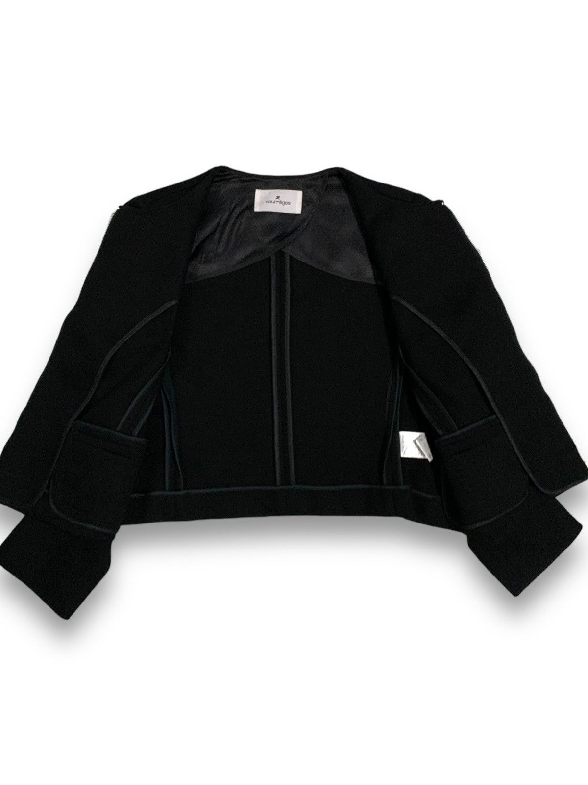 Courreges Courreges Black Cropped Cardigan Style Blazer Jacket Size M / US 6-8 / IT 42-44 - 3 Thumbnail