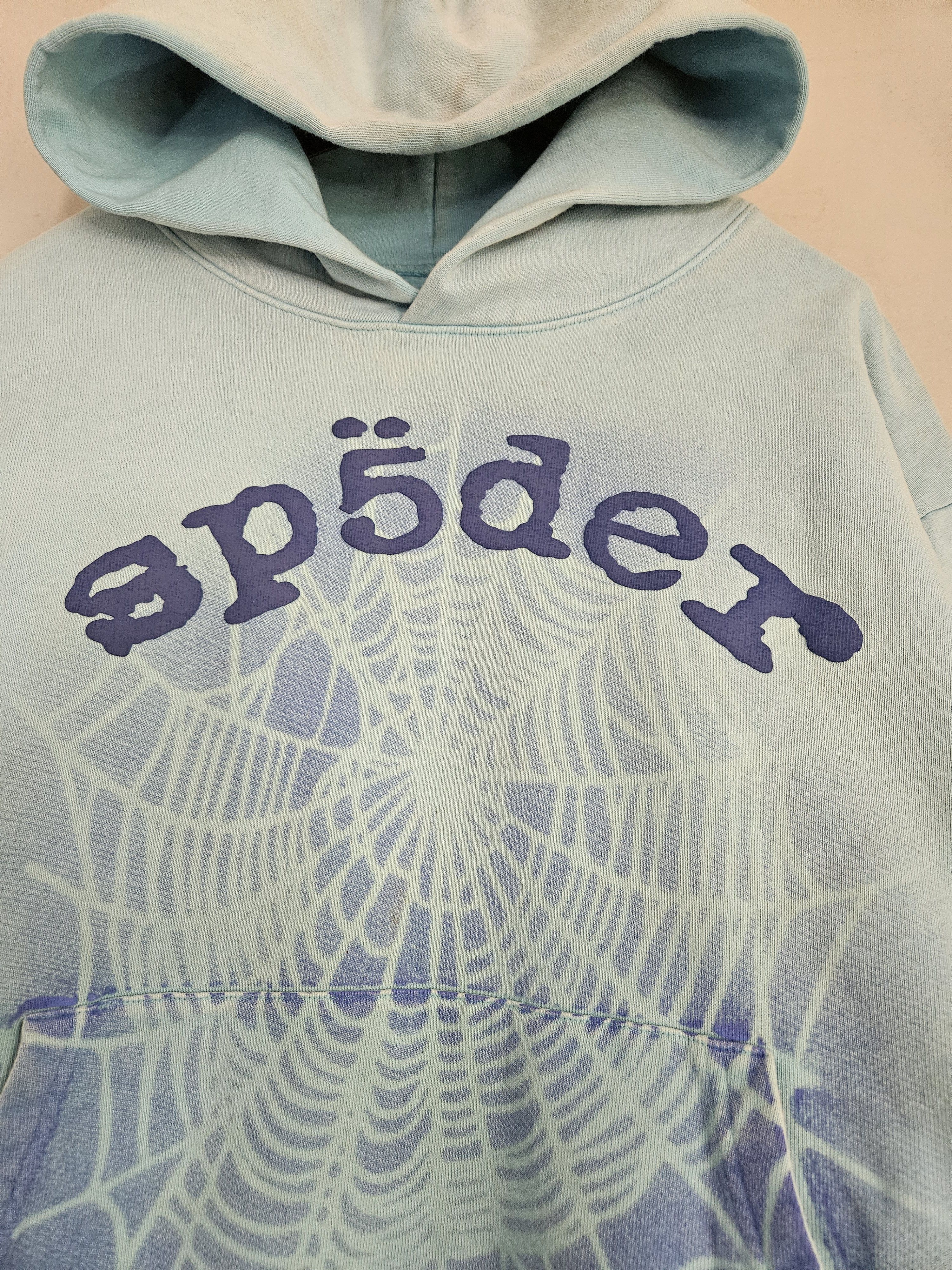 Sp5der OG Web V2 Airbrush Spray Light Blue Hoodie Size US M / EU 48-50 / 2 - 2 Thumbnail