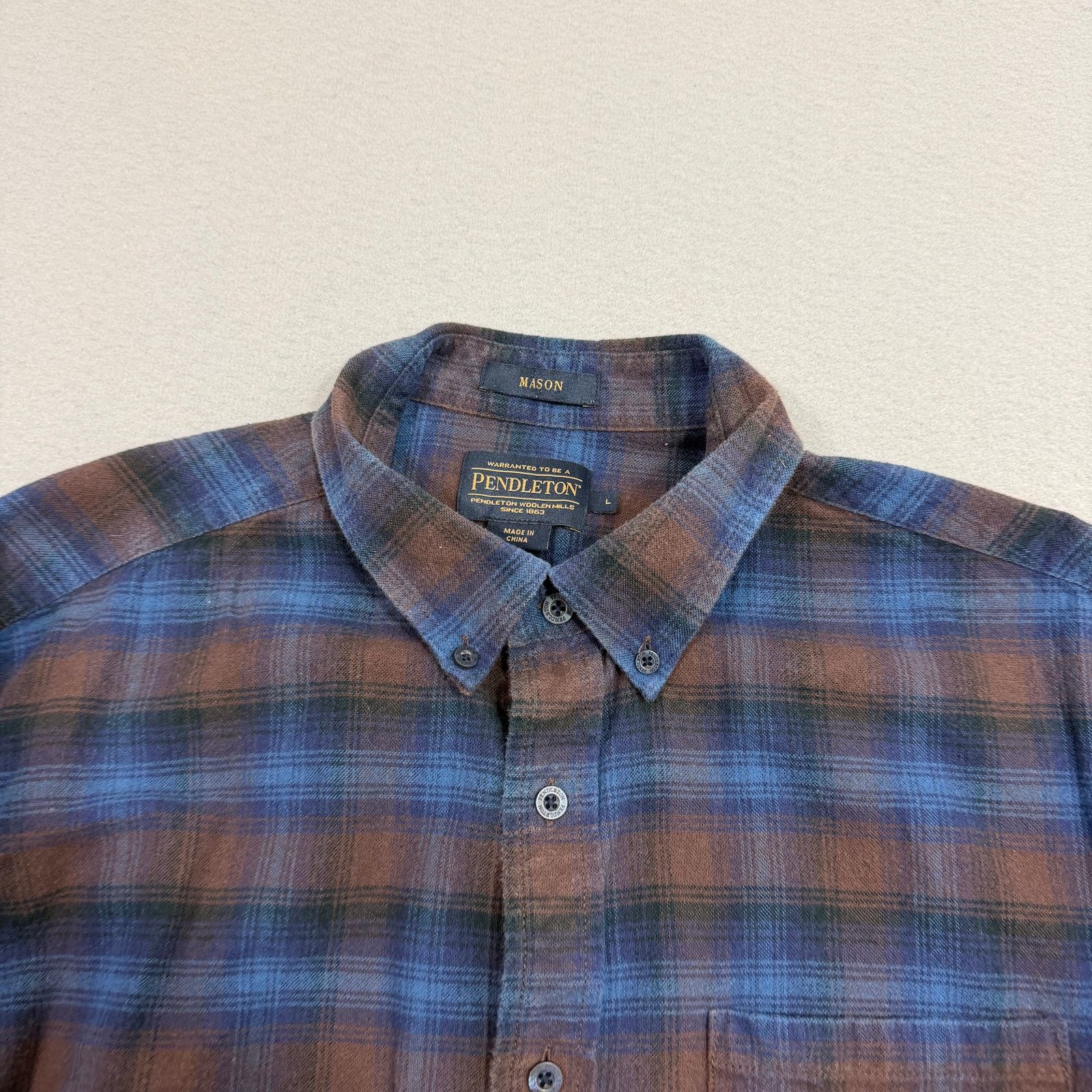 Pendleton Pendleton Mason Flannel Button Down Shirt Large Blue Brown Size US L / EU 52-54 / 3 - 3 Thumbnail
