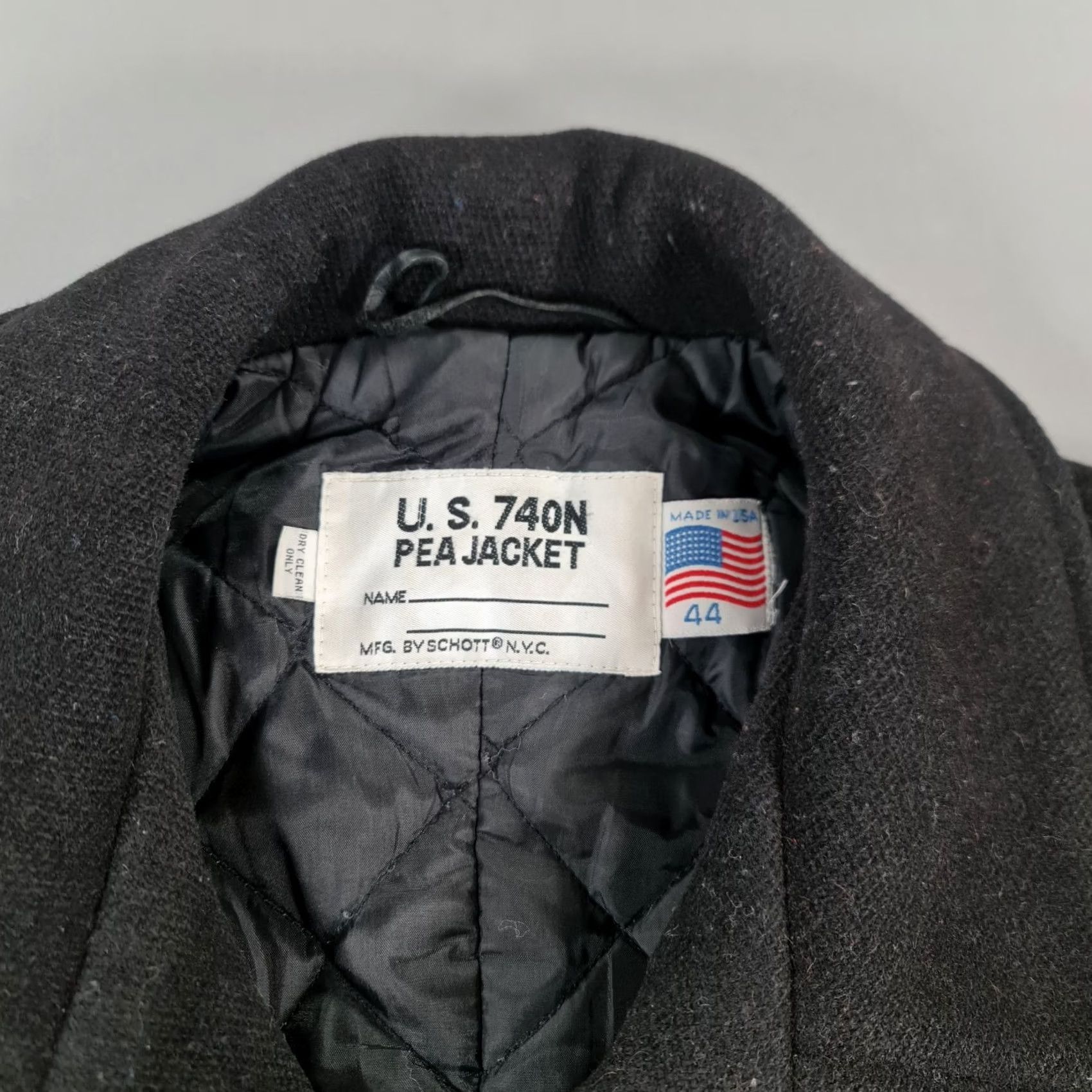 Schott SCHOTT 740N Mens Coat Black 44 Peacoat Double Breasted USA Wool Winter Medium Regular Fit Mens Coat US Made USA Size US S / EU 44-46 / 1 - 3 Thumbnail