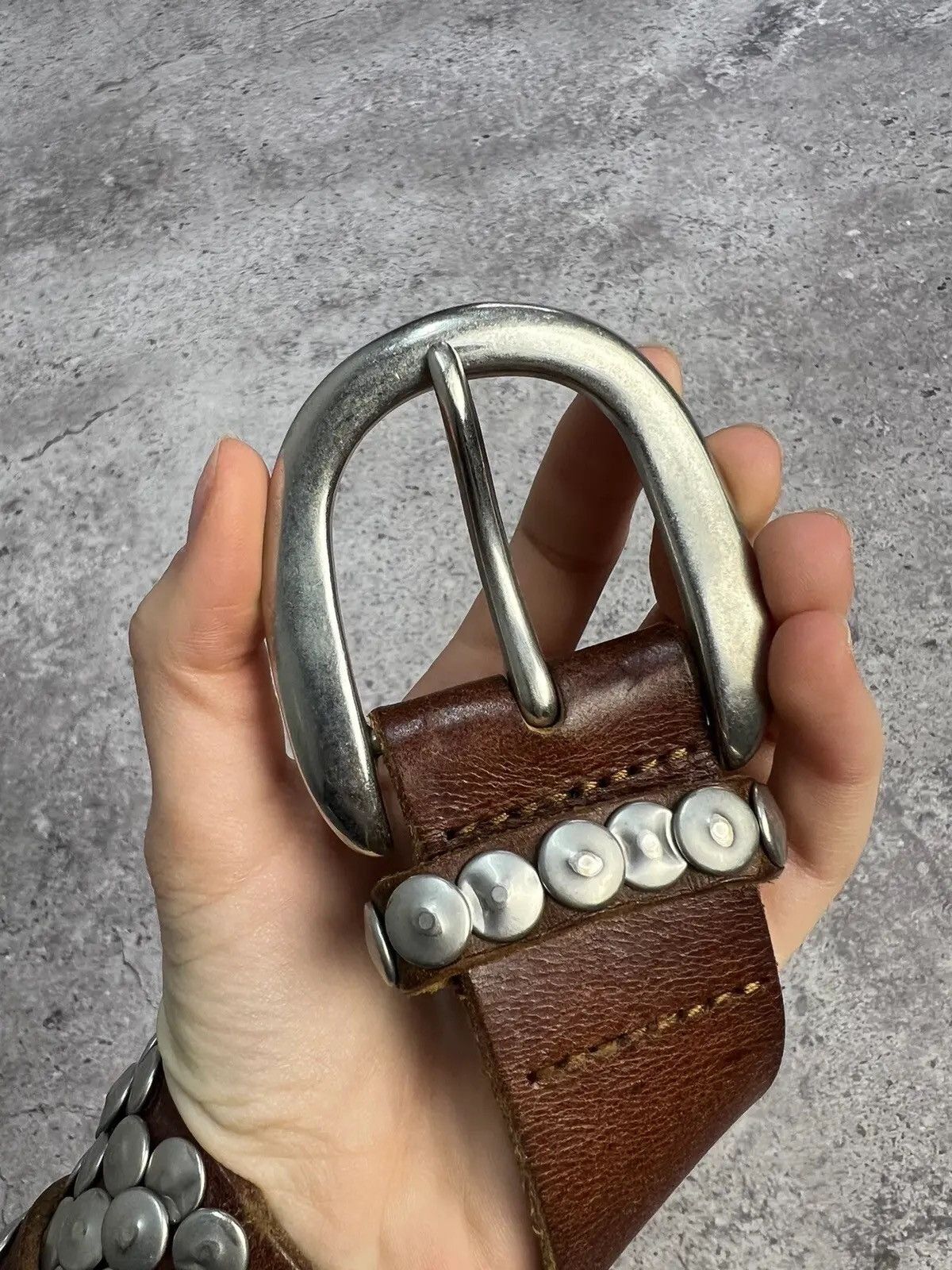Japanese Brand Vintage Belts Y2K Rhinestones Punk leather belt Japanese Size ONE SIZE - 2 Thumbnail