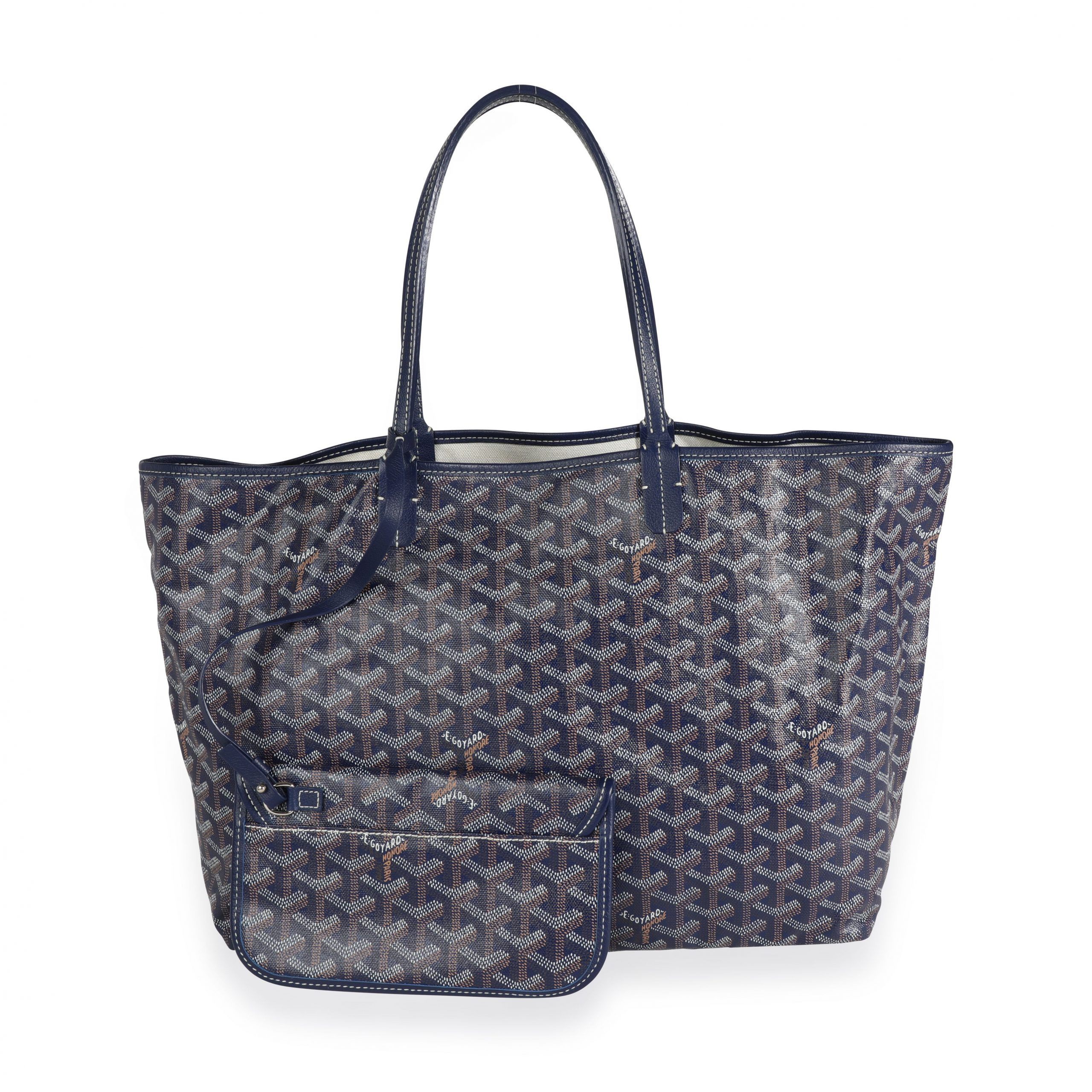 image of Goyard Blue Goyardine Saint Louis Pm Tote, Women's