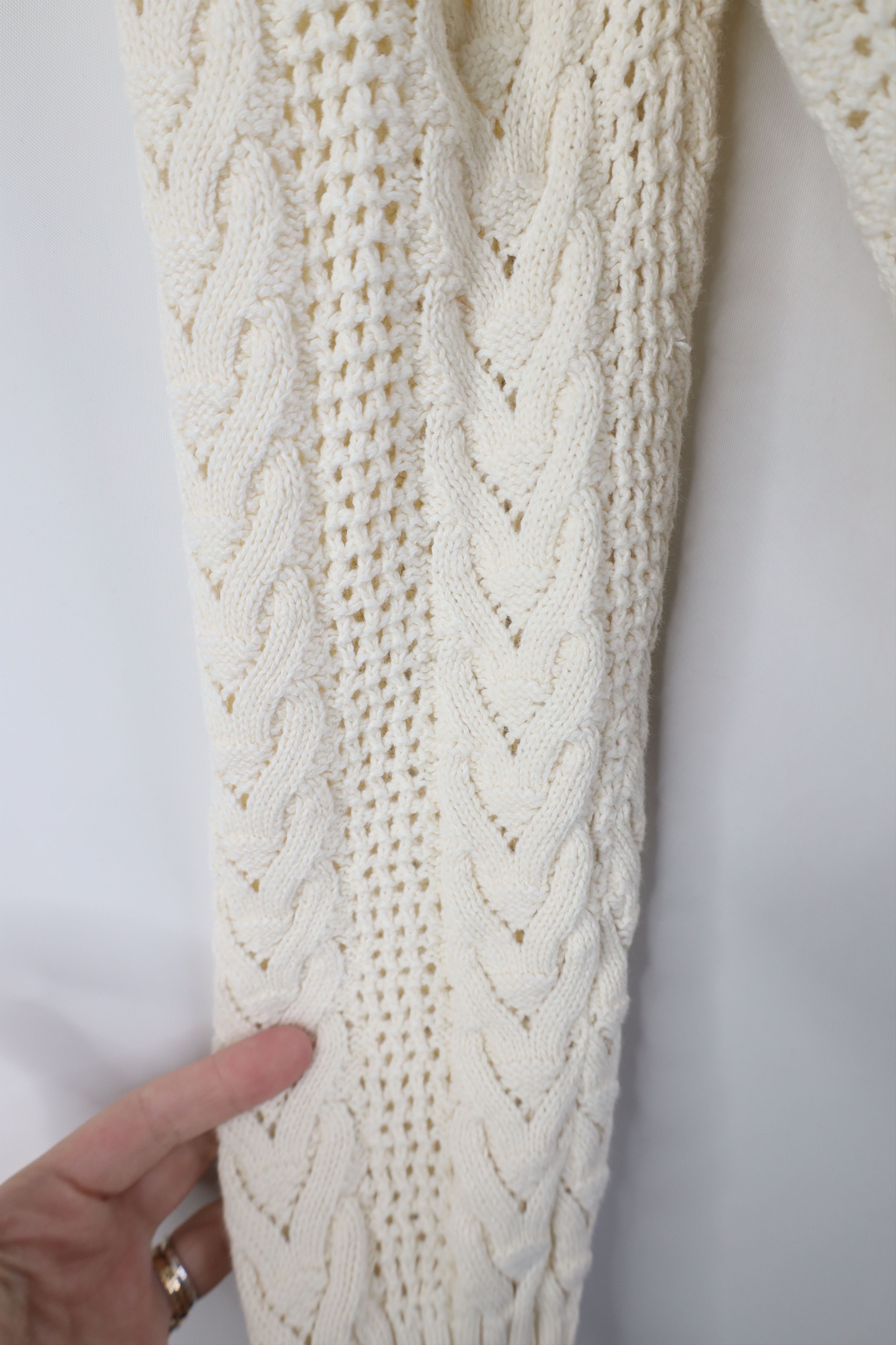 Vintage Vintage 90s Y2K Babydoll Crochet Ribbed Knit Sweater White Size M / US 6-8 / IT 42-44 - 6 Thumbnail