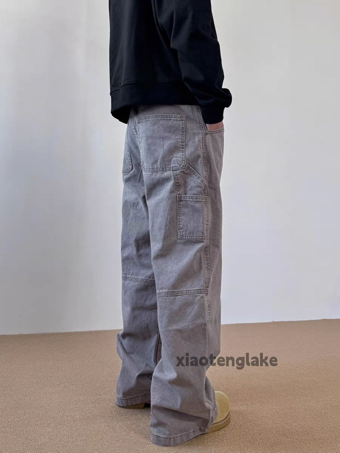 Jean × Vintage washed faded loose baggy carpenter cargo paint jeans Size US 30 / EU 46 - 2 Thumbnail