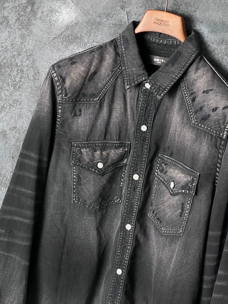 Amiri Amiri Black Gray Cotton Denim Jacket Size US L / EU 52-54 / 3 - 4 Thumbnail