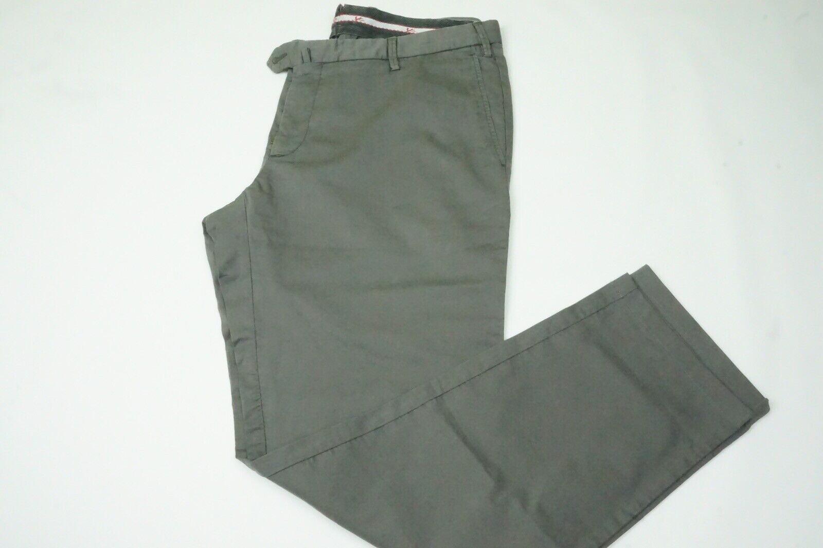 image of Isaia Tinto Slim Gray Cotton Blend Casual Mens Chino Pants 5 in Grey (Size 38)