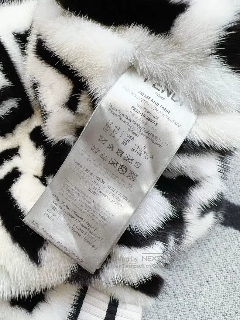 Fendi Fendi Black and White Monogram Diamond Pattern Mink Fur Ja Size M / US 6-8 / IT 42-44 - 7 Thumbnail
