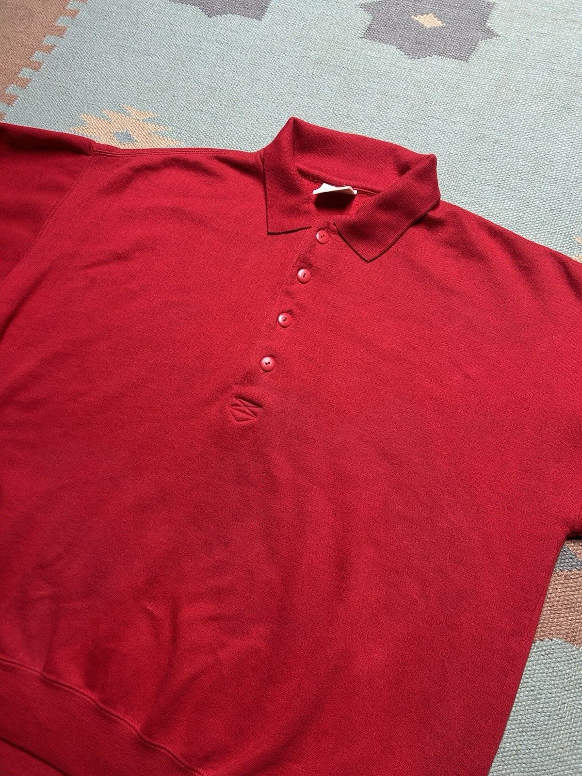 Vintage Vintage Henley sweatshirt cheetah blank red 1/4 button large Size US L / EU 52-54 / 3 - 3 Thumbnail