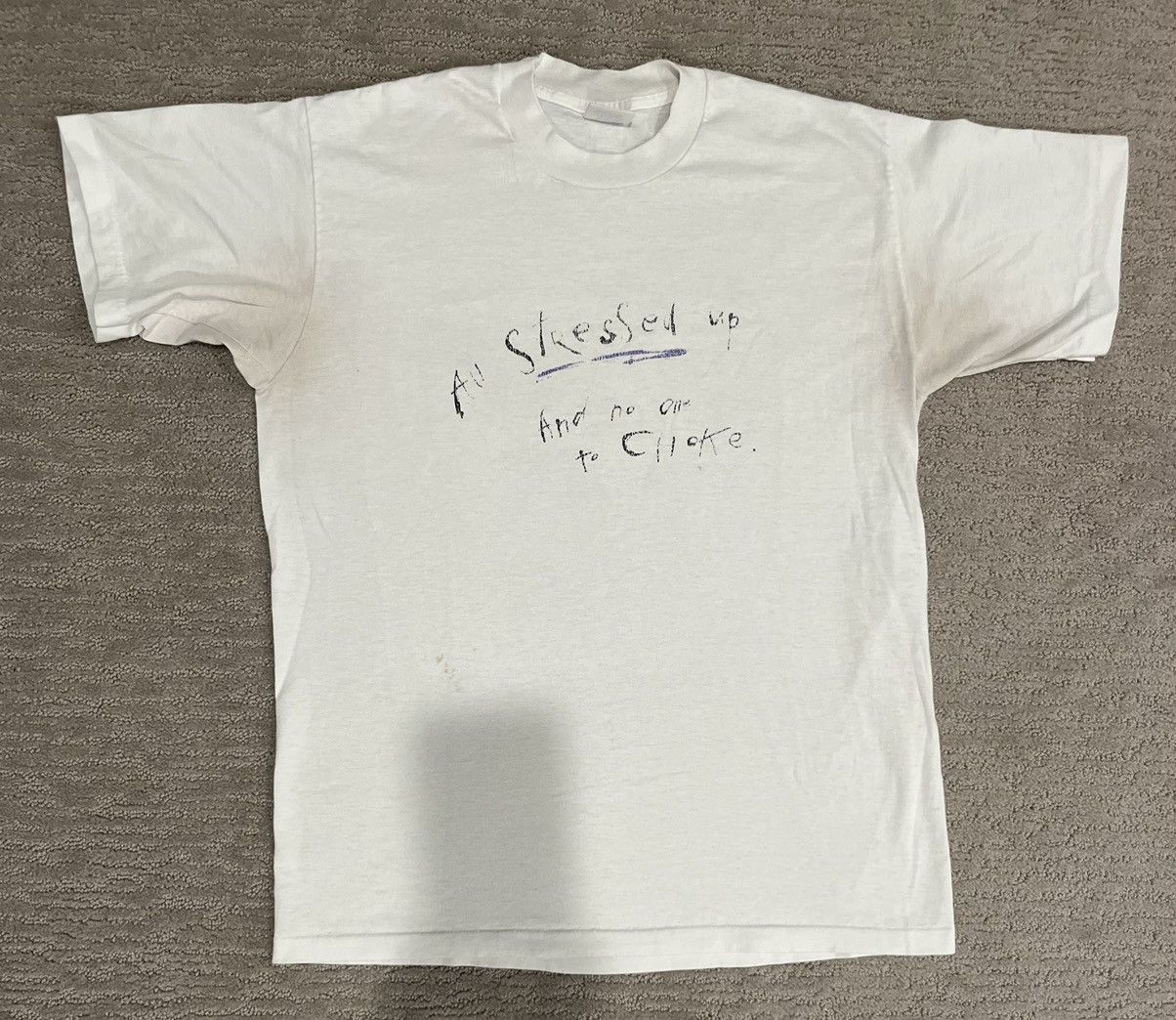 Vintage Vintage All Stressed Quote Rare Niche Art Tee Size US L / EU 52-54 / 3 - 1 Thumbnail