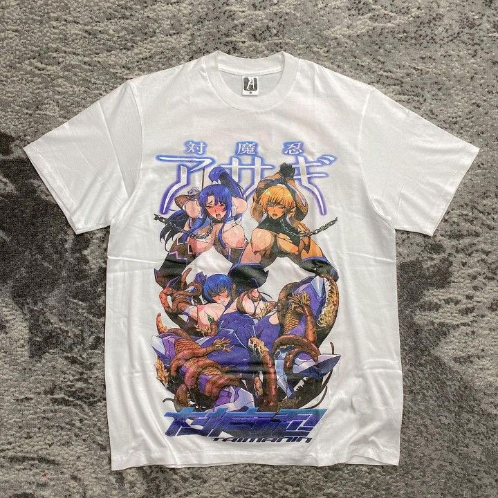 image of Taimanin Asagi Anime Manga Tees in White, Men's (Size Large)