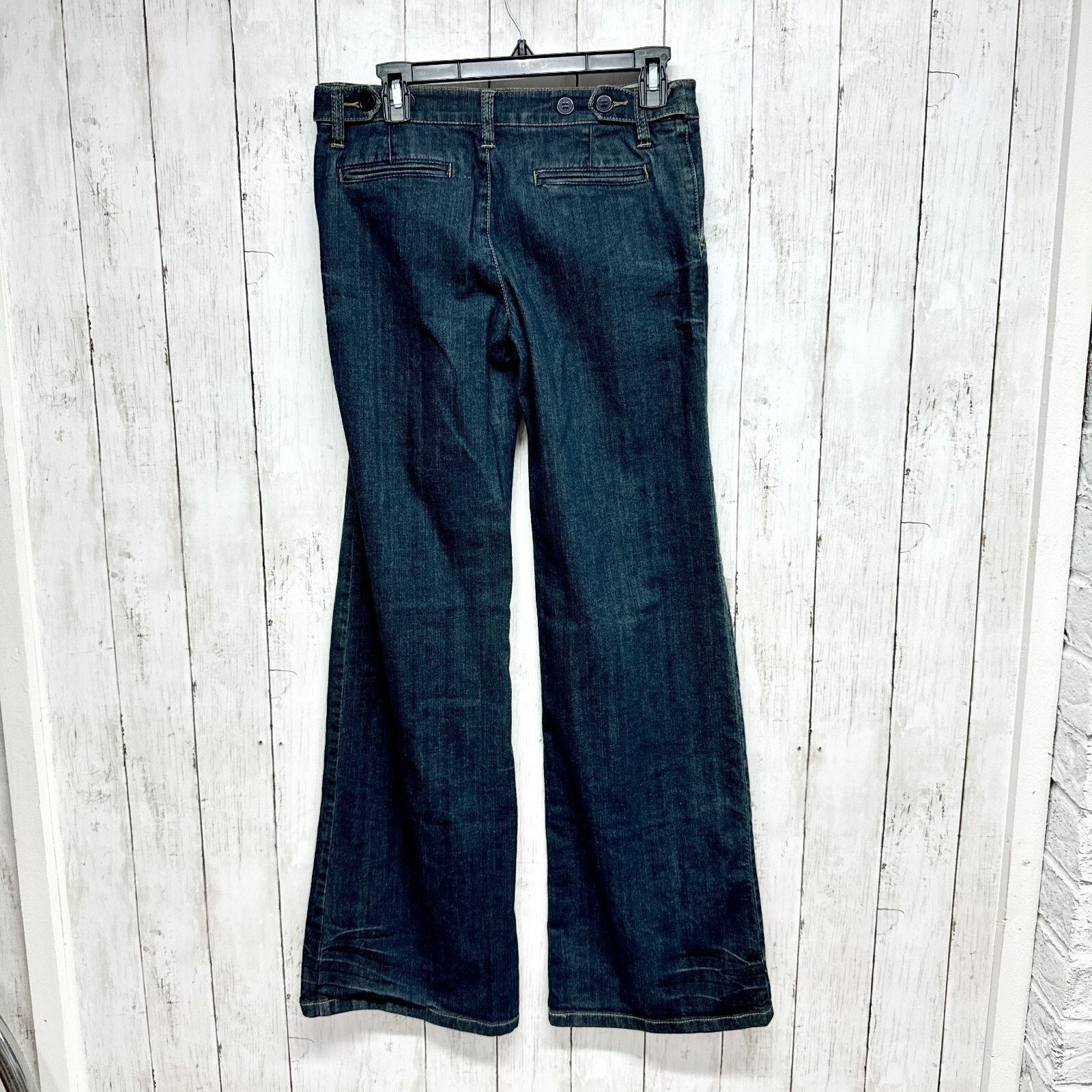 Bcbgmaxazria Y2K BCBG Maxazria Jeans 27 Dark Denim Cotton Relaxed Flare Size 27" / US 4 / IT 40 - 7 Thumbnail